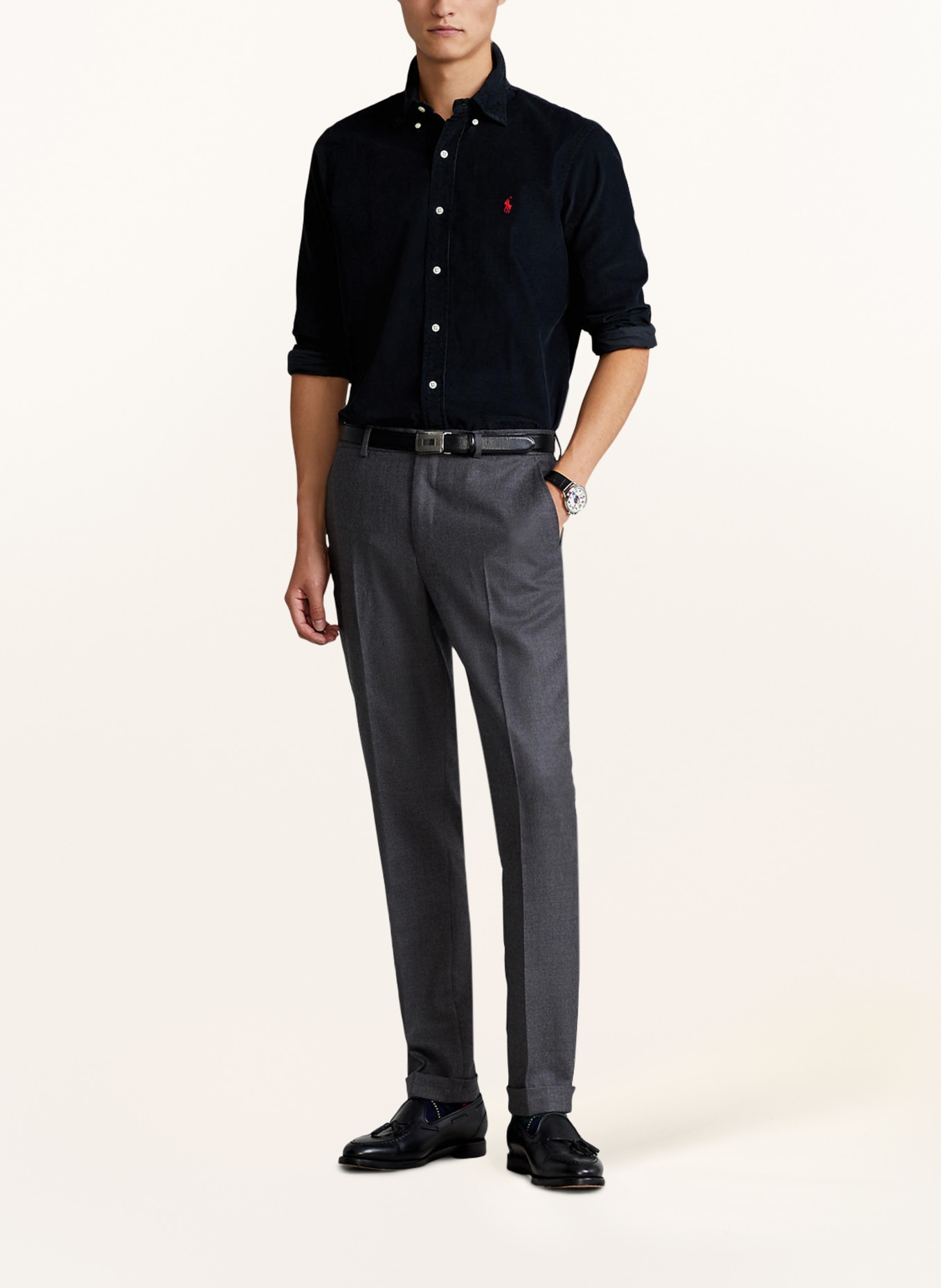 POLO RALPH LAUREN Corduroy shirt slim fit, Color: BLACK (Image 2)