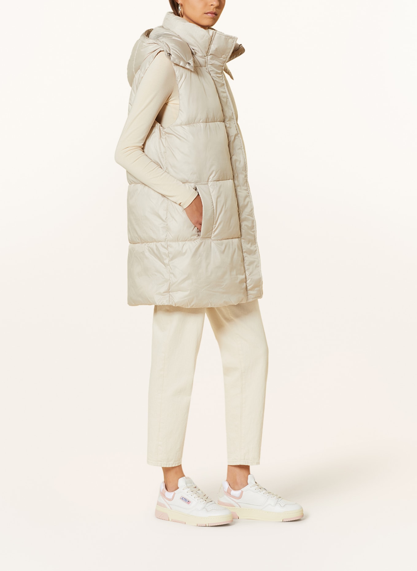 ONLY Quilted vest with removable hood , Color: CREAM (Image 4)