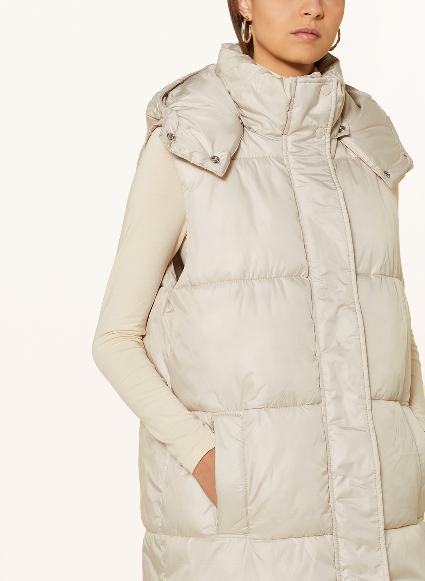 ONLY Quilted vest with removable hood , Color: CREAM (Image 5)