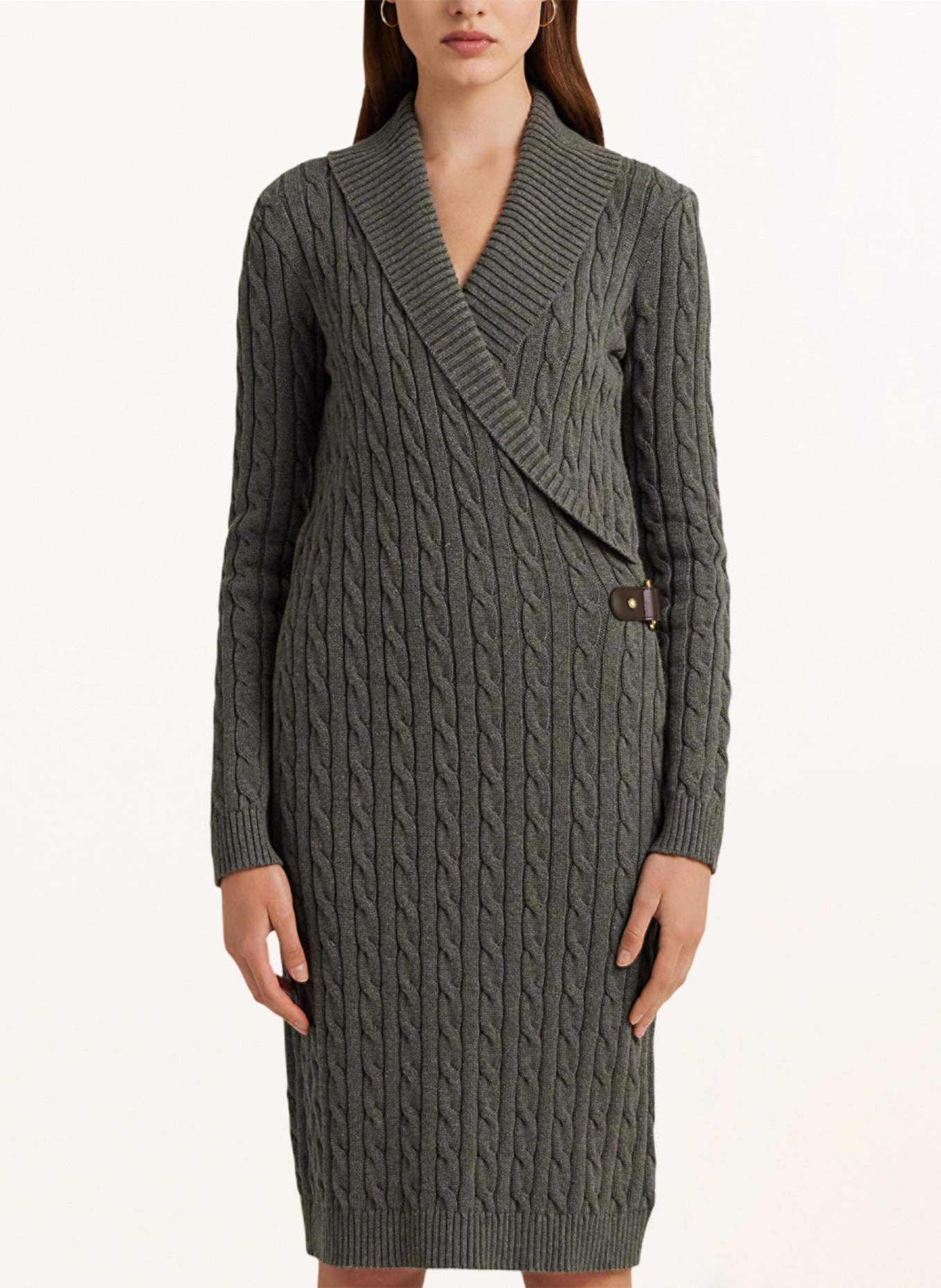 Lauren Ralph Lauren Cable-Knit Buckle-Trim Sweater Dress