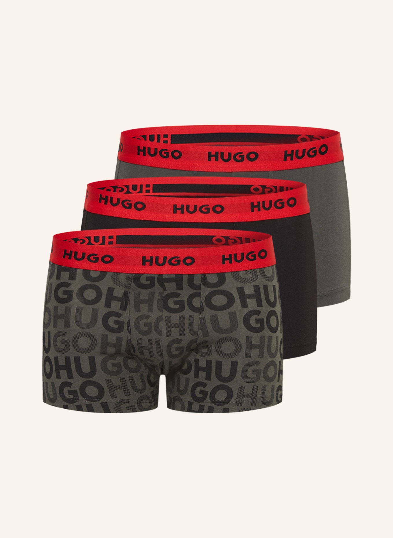 HUGO 3er-Pack Boxershorts, Farbe: SCHWARZ/ GRAU (Bild 1)