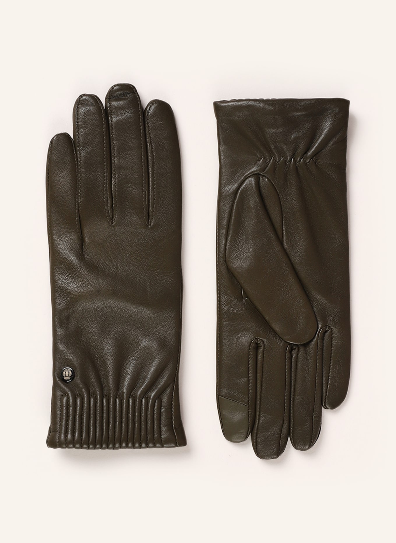 ROECKL Skórzane rękawiczki ARIZONA umożliwiające obsługę ekranów dotykowych, Kolor: KHAKI (Obrazek 1)