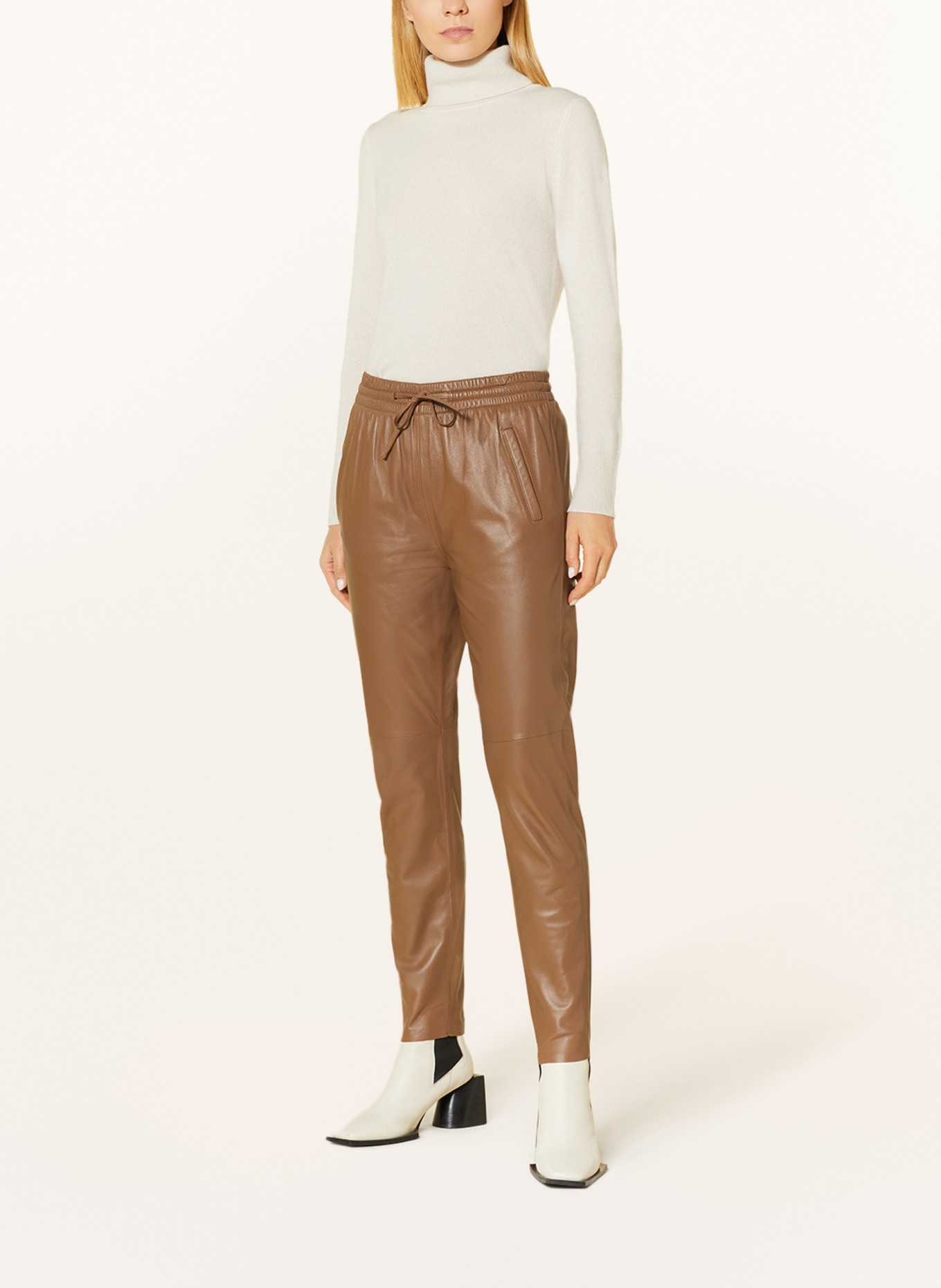 OAKWOOD Jogger style leather pants, Color: COGNAC (Image 2)