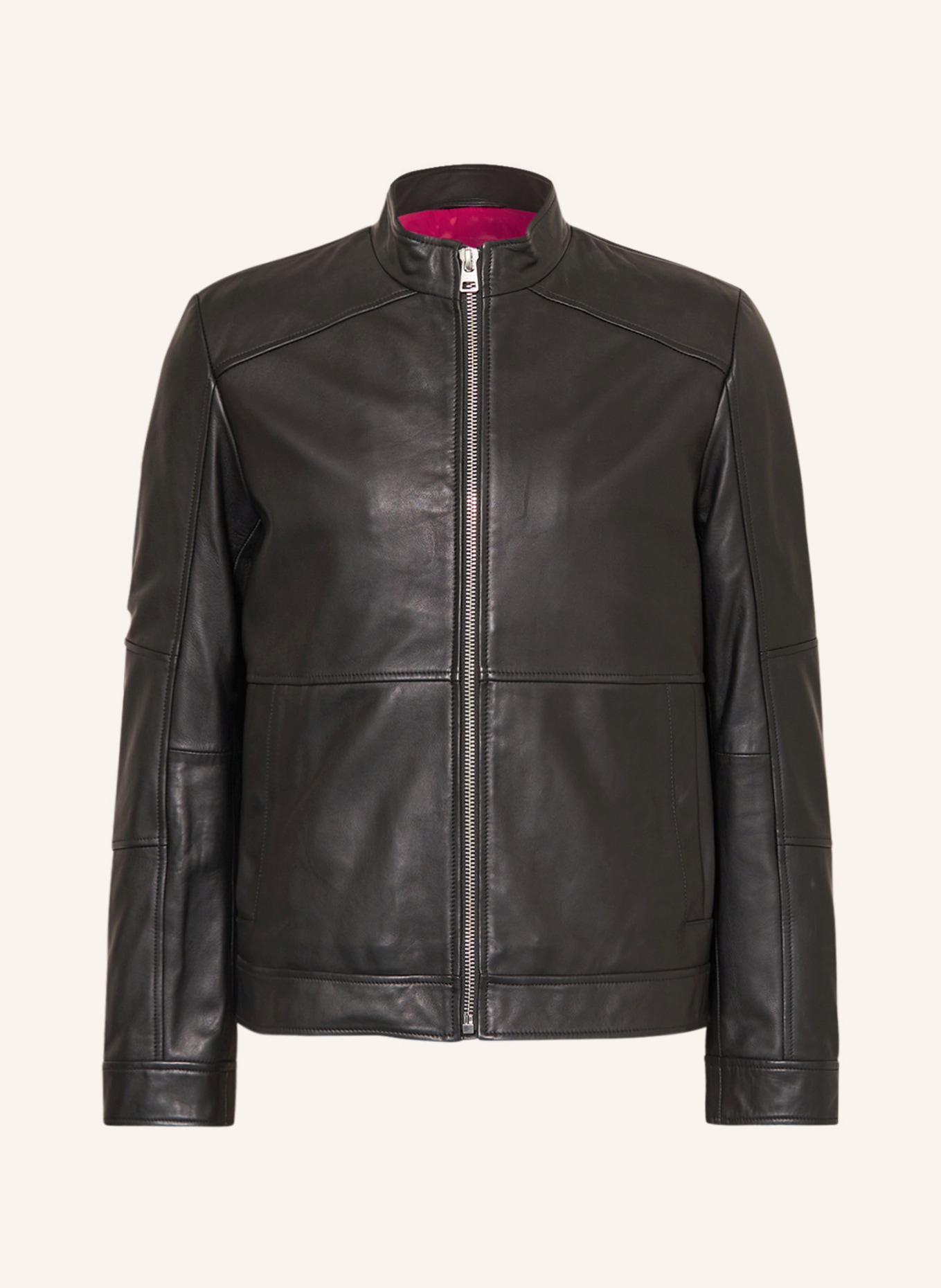 HUGO Leather jacket LOKIS, Color: BLACK (Image 1)