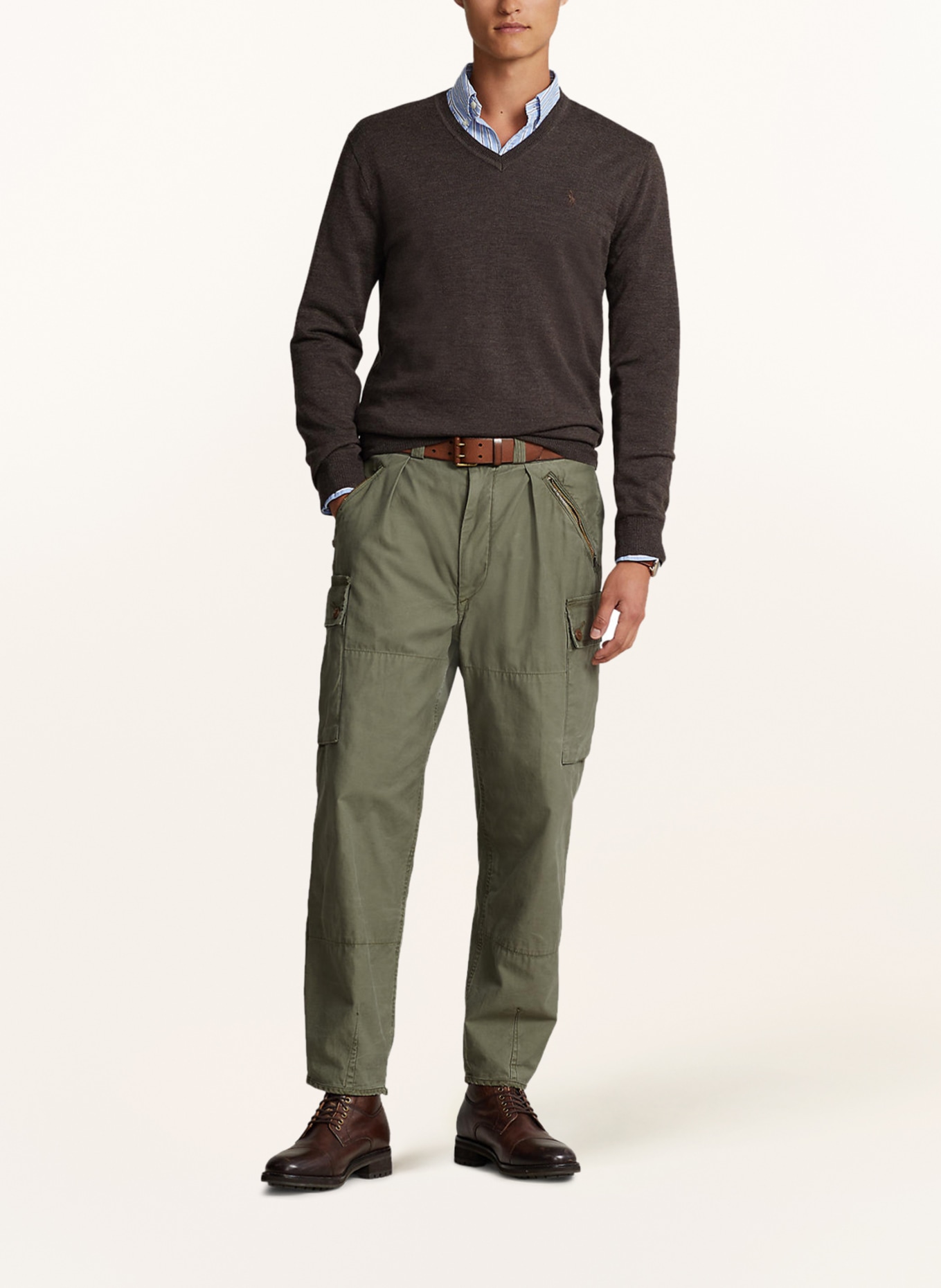 POLO RALPH LAUREN Sweter z wełny merino, Kolor: CIEMNOBRĄZOWY (Obrazek 2)