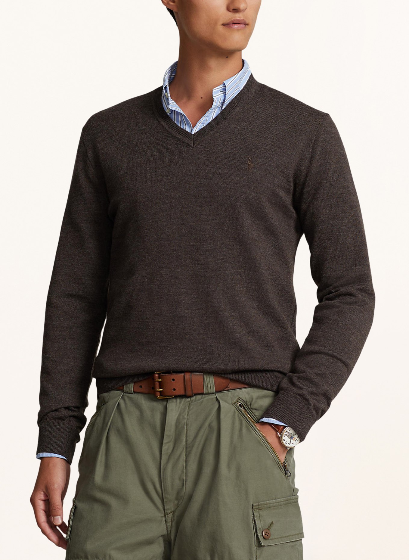 POLO RALPH LAUREN Sweter z wełny merino, Kolor: CIEMNOBRĄZOWY (Obrazek 4)