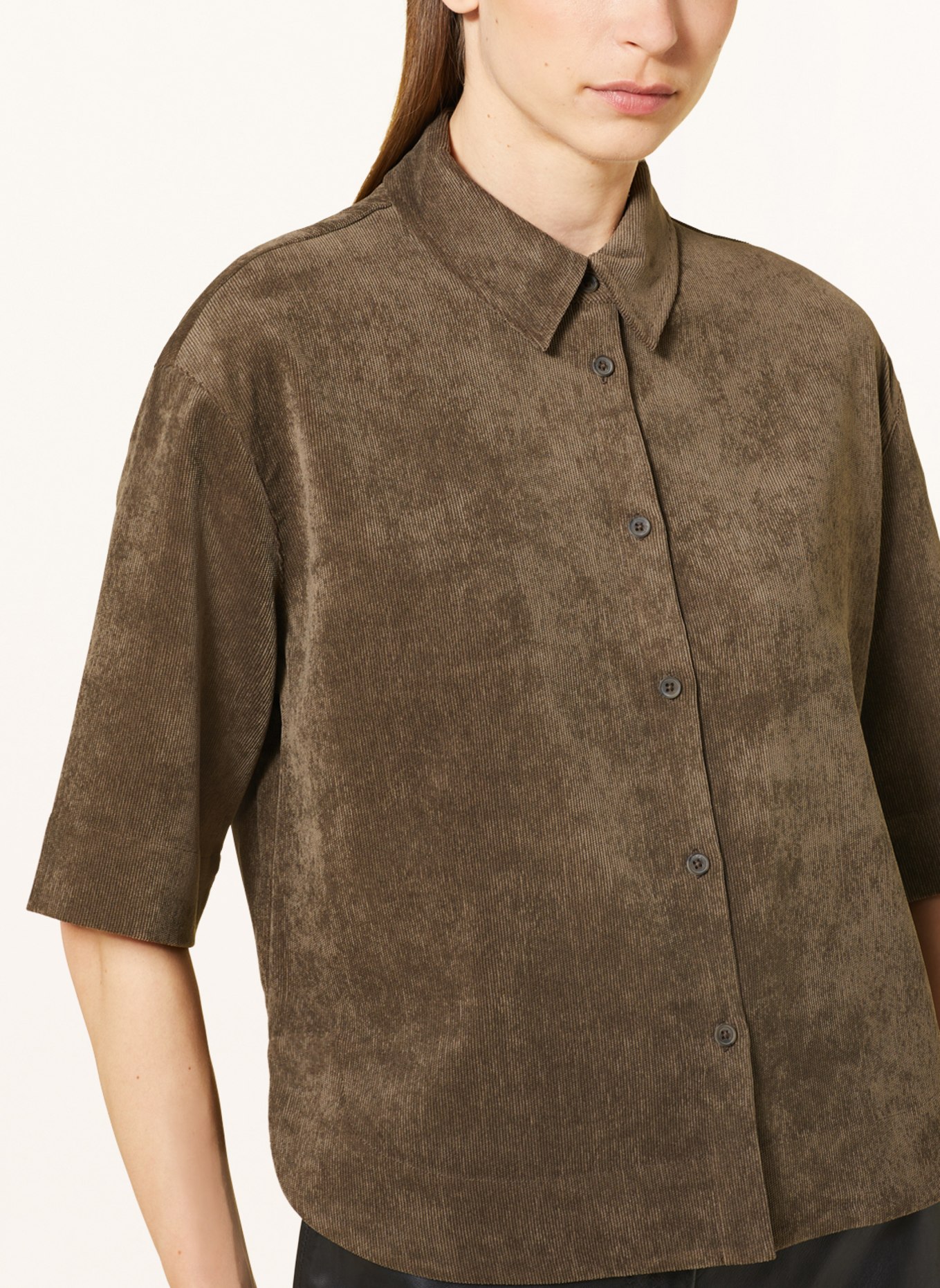 OPUS Shirt blouse FEPPA made of corduroy, Color: KHAKI/ DARK BROWN (Image 4)