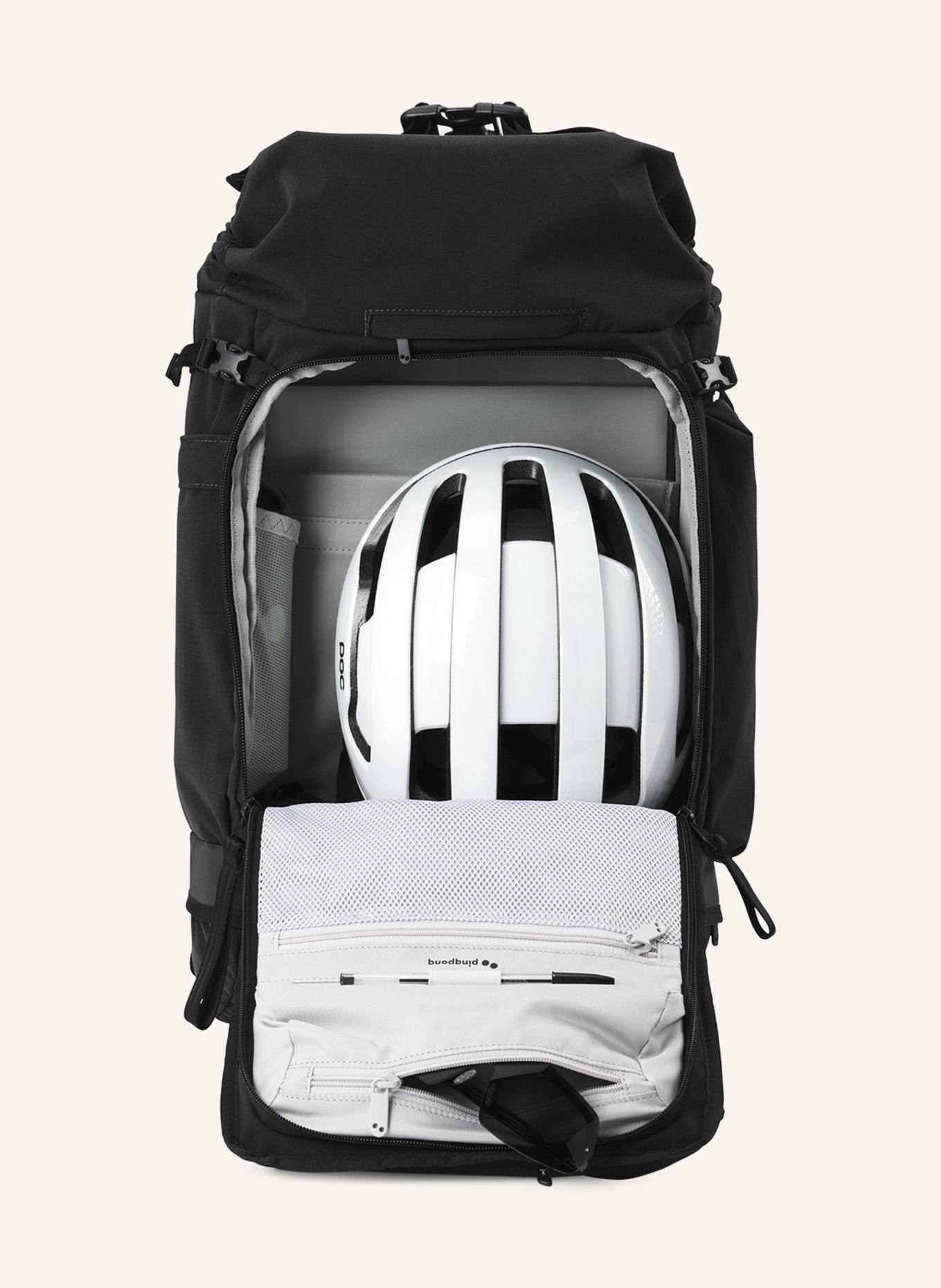 pinqponq Backpack KOMUT MEDIUM with laptop compartment, Color: BLACK (Image 3)