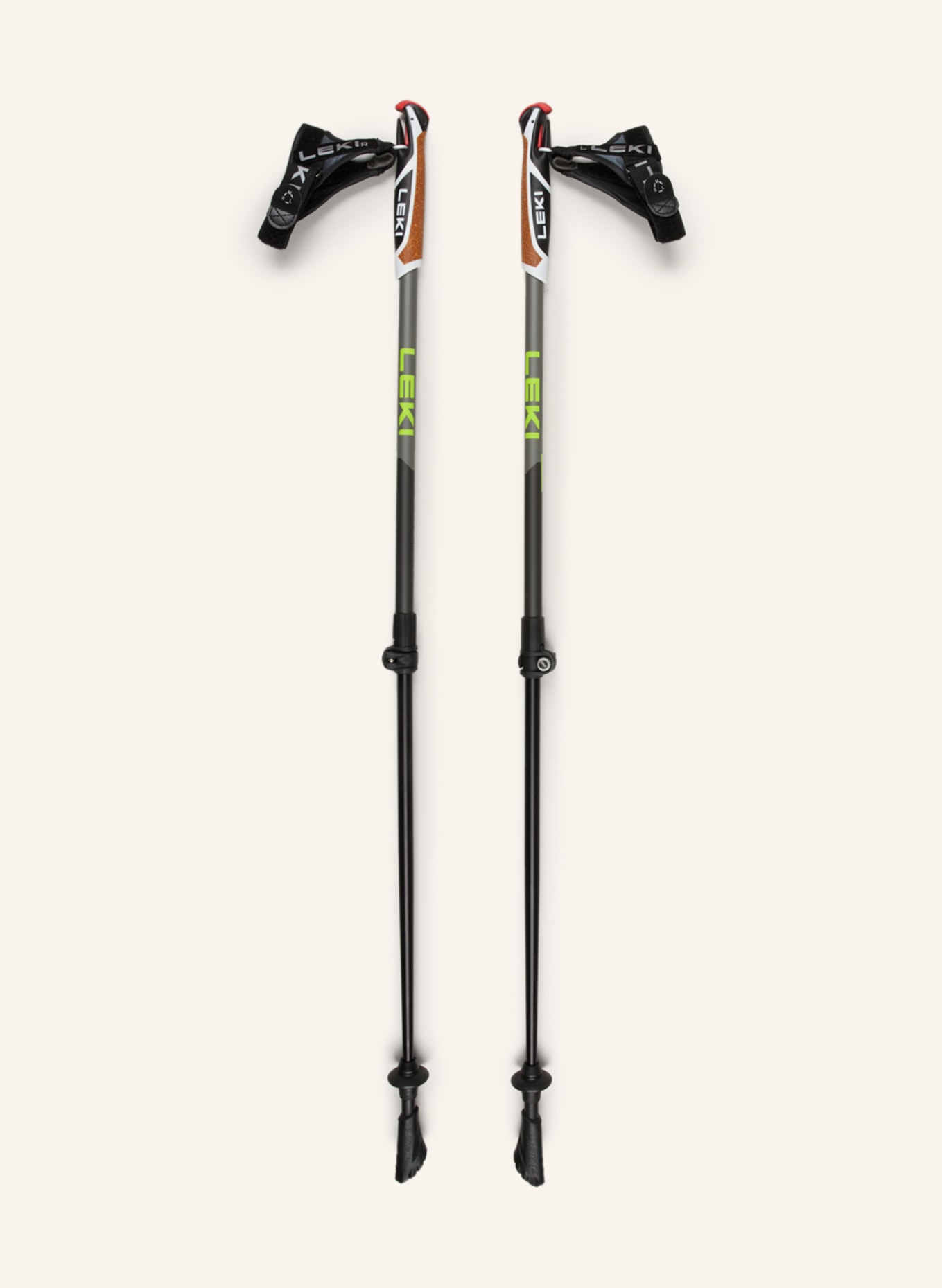 LEKI Nordic walking sticks SPIN SHARK SL, Color: BLACK/ GRAY/ NEON GREEN (Image 1)