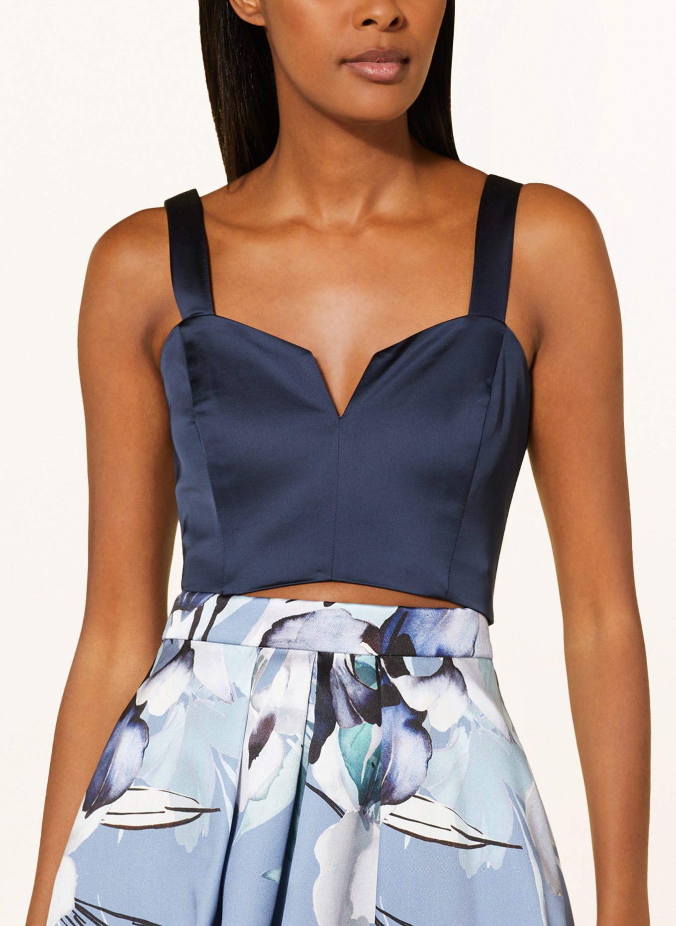 SWING Cropped top in satin, Color: DARK BLUE (Image 4)