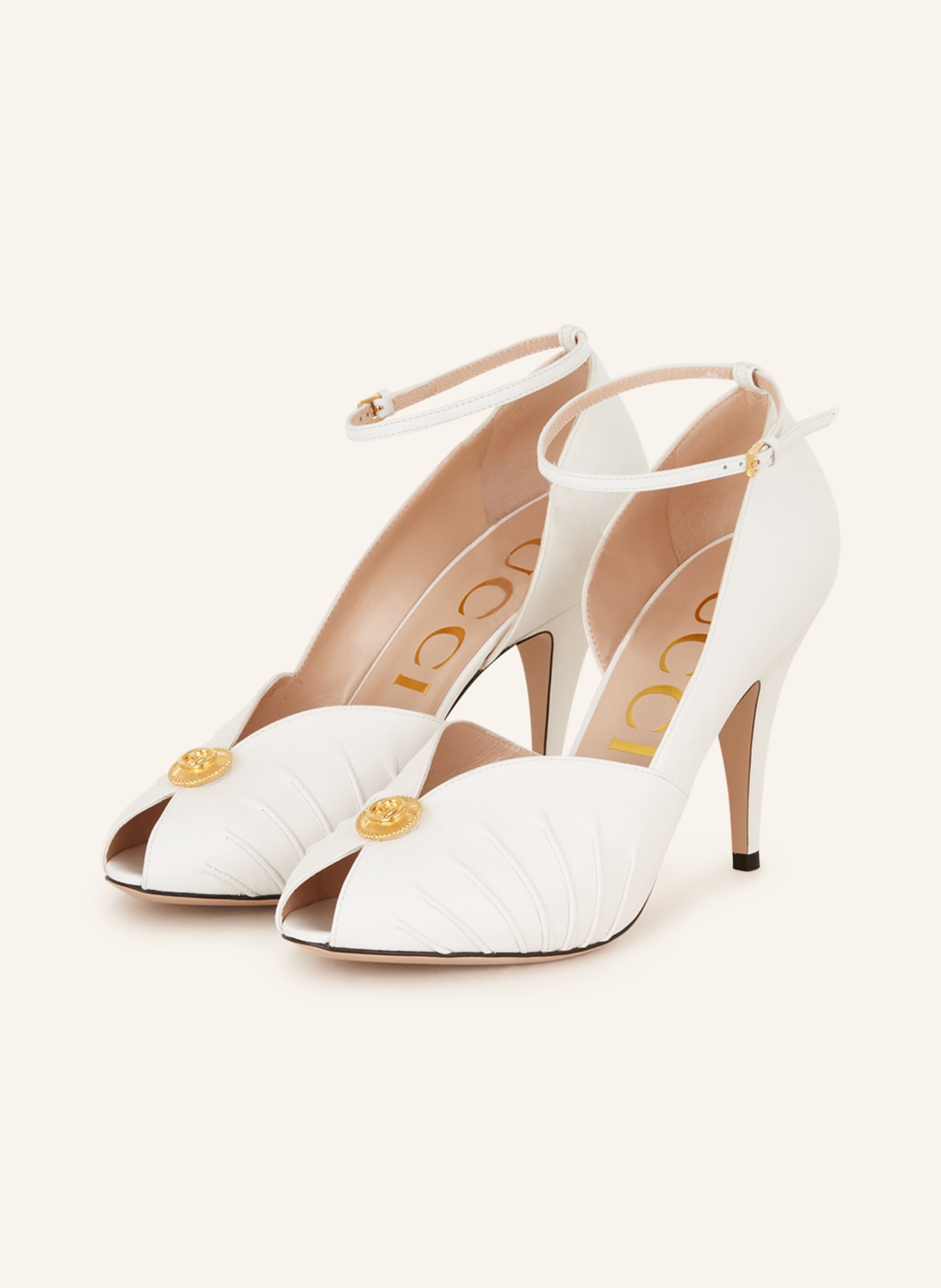 GUCCI Peep toe shoes MALAGA KID in 9014 great white