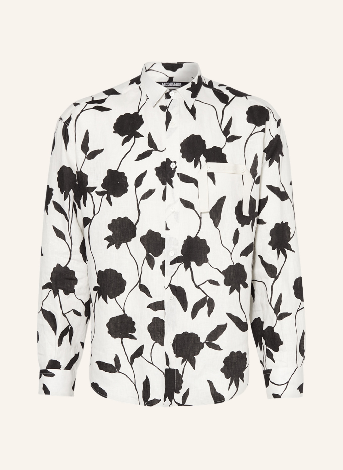 JACQUEMUS Linen shirt LA CHEMISE SIMON slim fit, Color: WHITE/ BLACK (Image 1)