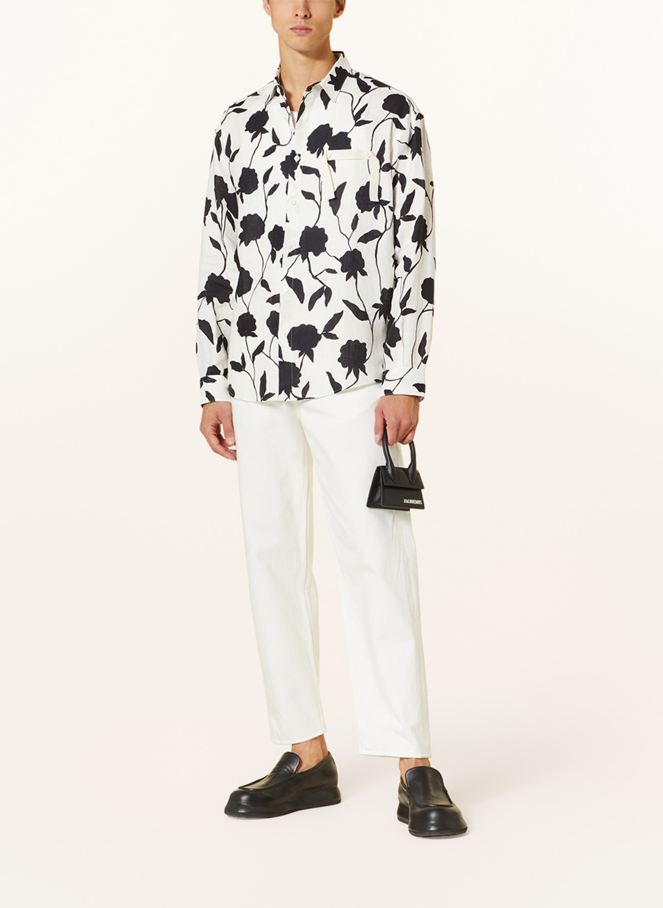 JACQUEMUS Linen shirt LA CHEMISE SIMON slim fit, Color: WHITE/ BLACK (Image 2)