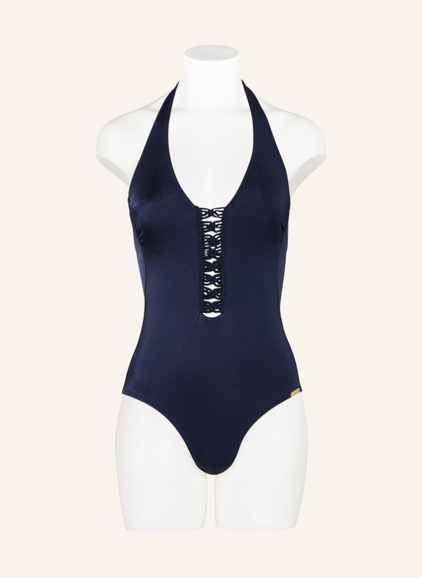 watercult Halter neck swimsuit MAKRAMÉ LOVE, Color: DARK BLUE (Image 2)