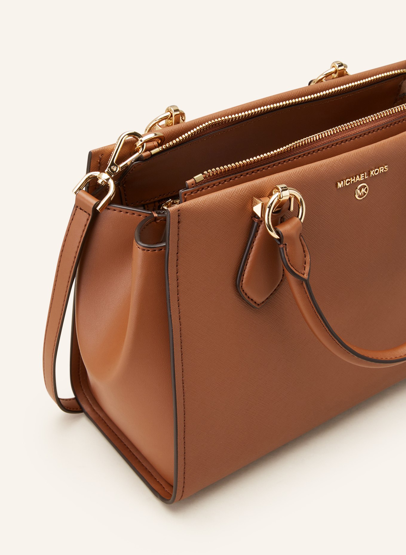 MICHAEL KORS Saffiano Handtasche MARILYN MEDIUM in cognac gold