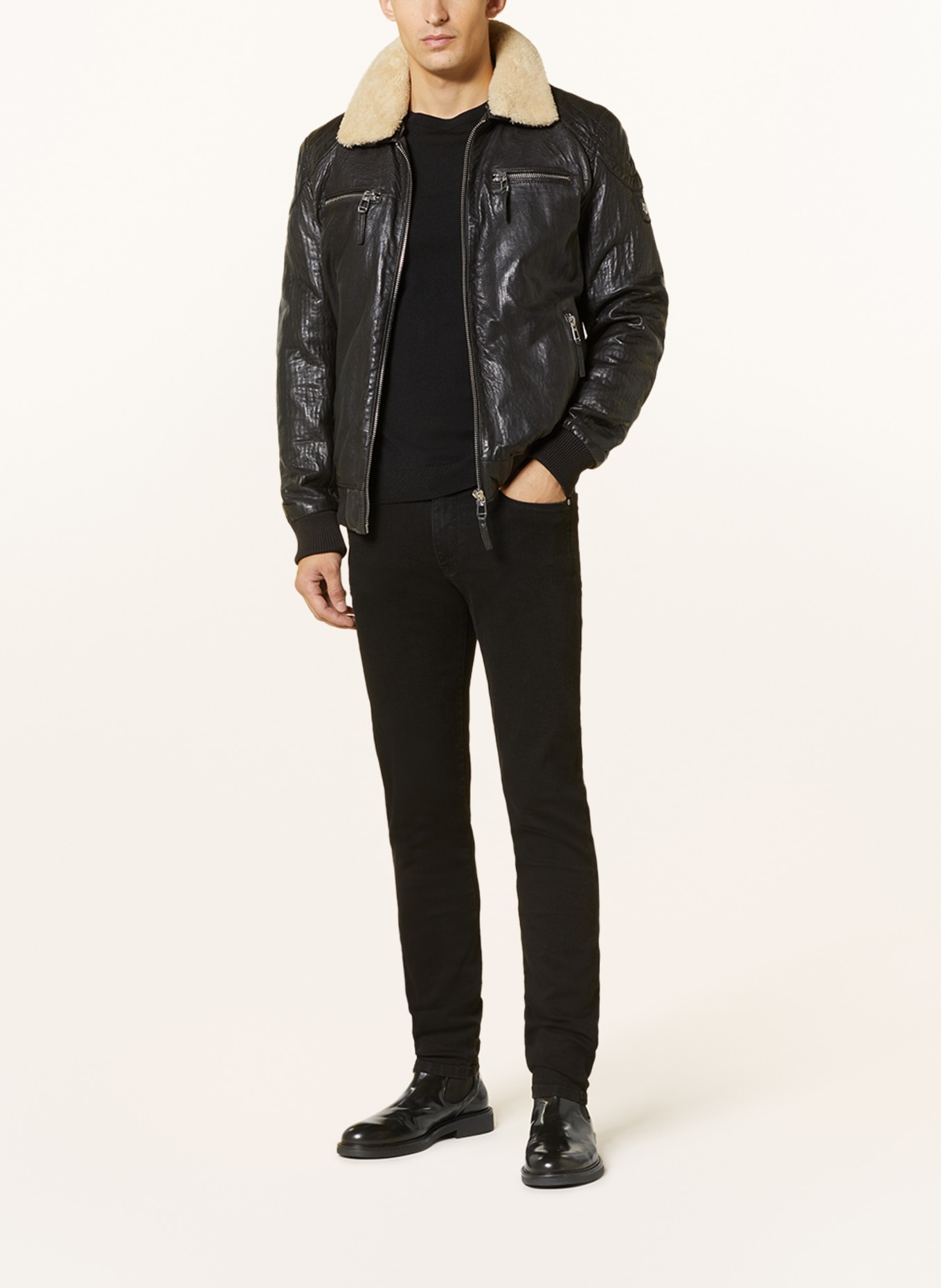 Men's Milestone | MS Malik Leather Jacket | Cognac - F.L. CROOKS.COM