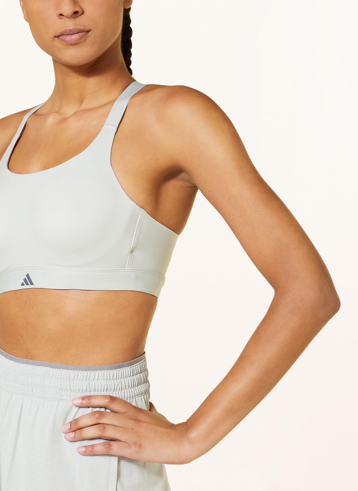 adidas Sports bra TAILORED LUXE IMPACT, Color: SILVER (Image 4)