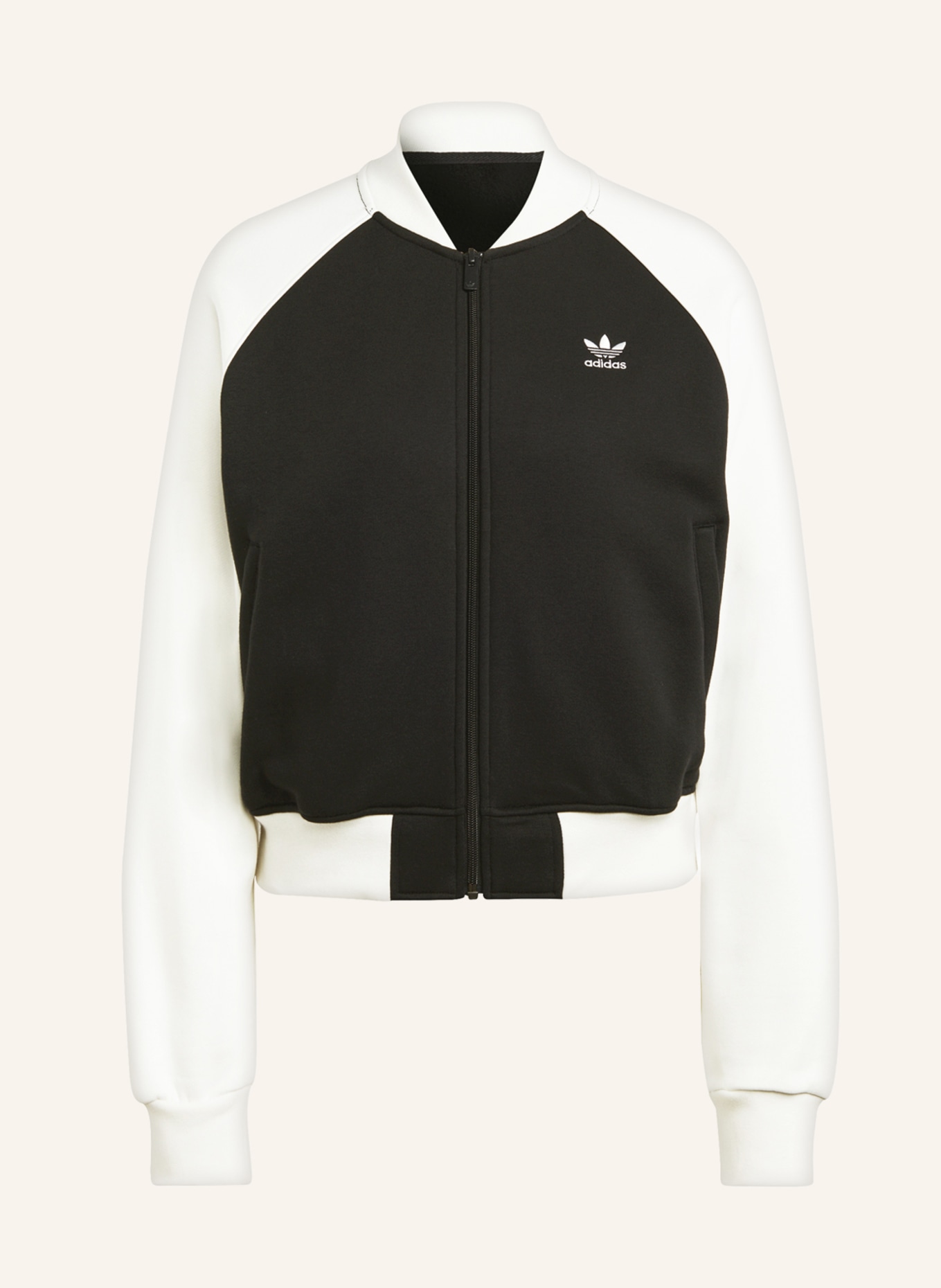 adidas Originals Sweat jacket TREFOIL black/ CLASSICS in ecru ADICOLOR