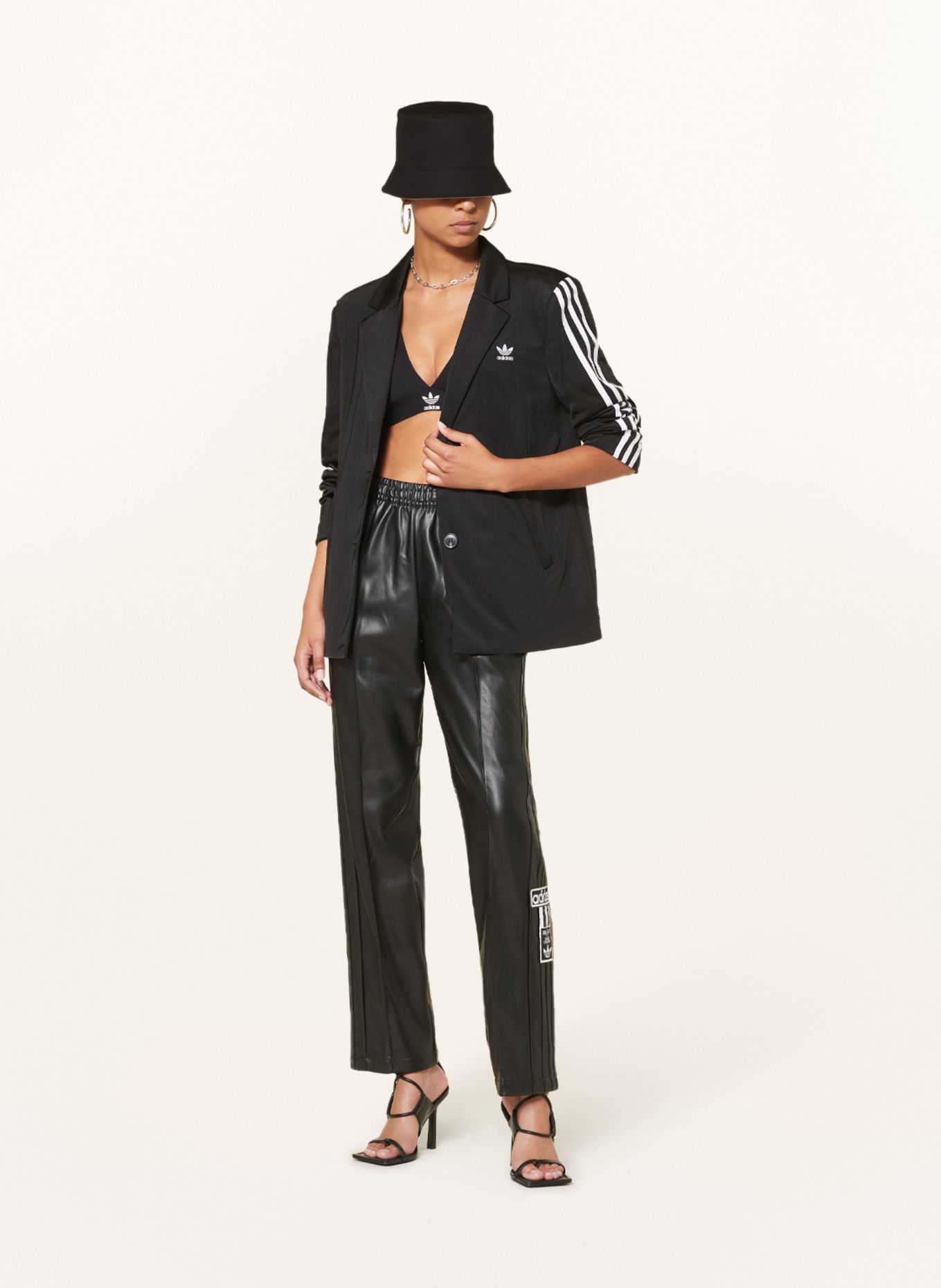 Adidas originals aa-42 faux leather pants deals in black