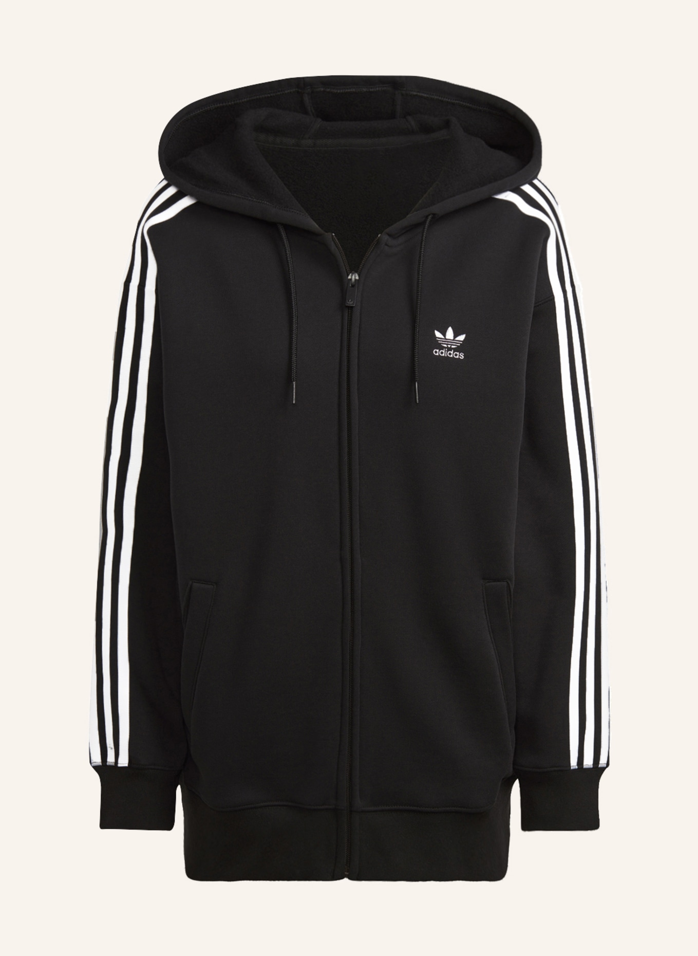 adidas Originals Oversized sweat jacket ADICOLOR CLASSICS, Color: BLACK/ WHITE (Image 1)