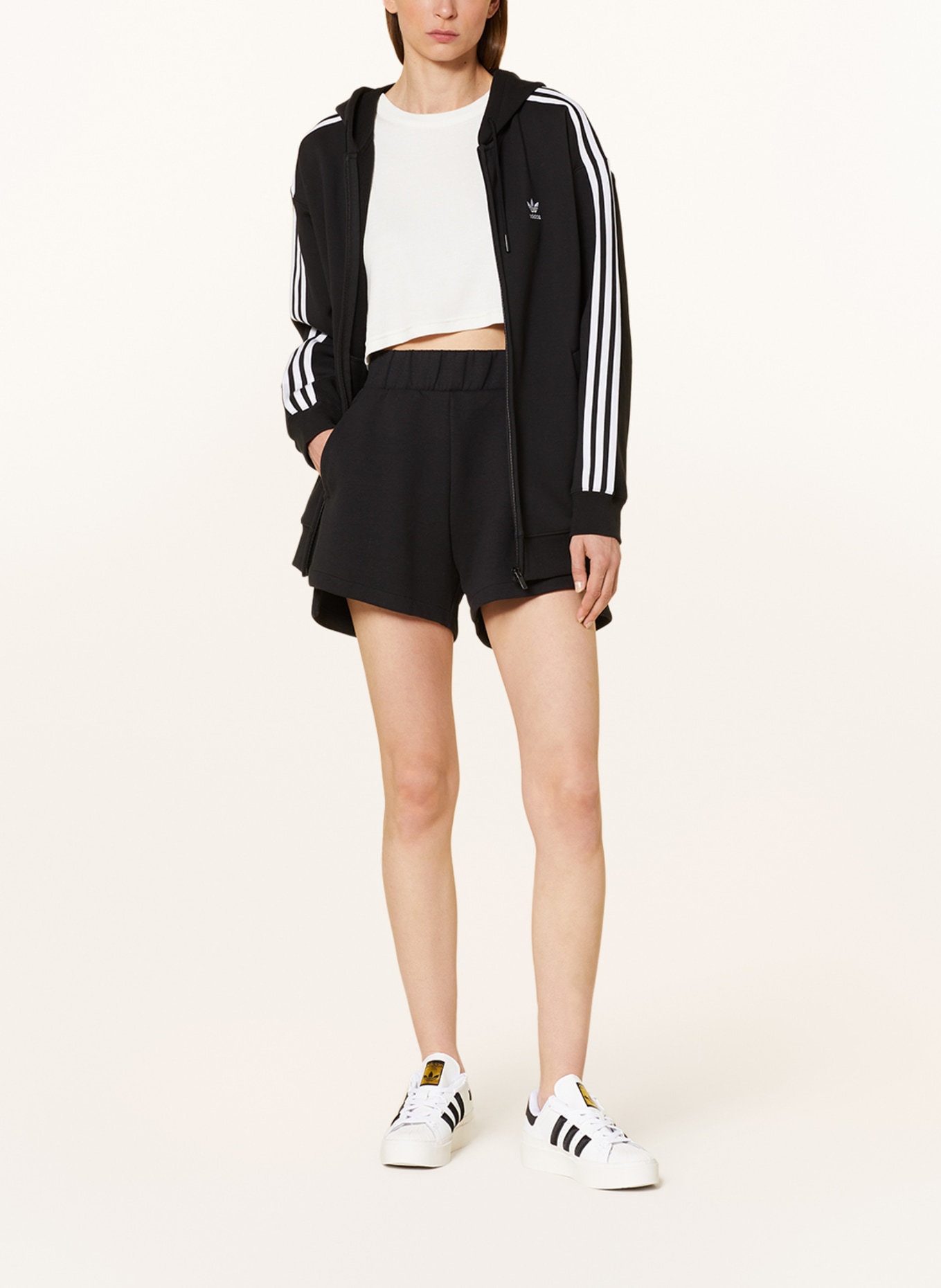 adidas Originals Oversized sweat jacket ADICOLOR CLASSICS in black/ white | Jacken