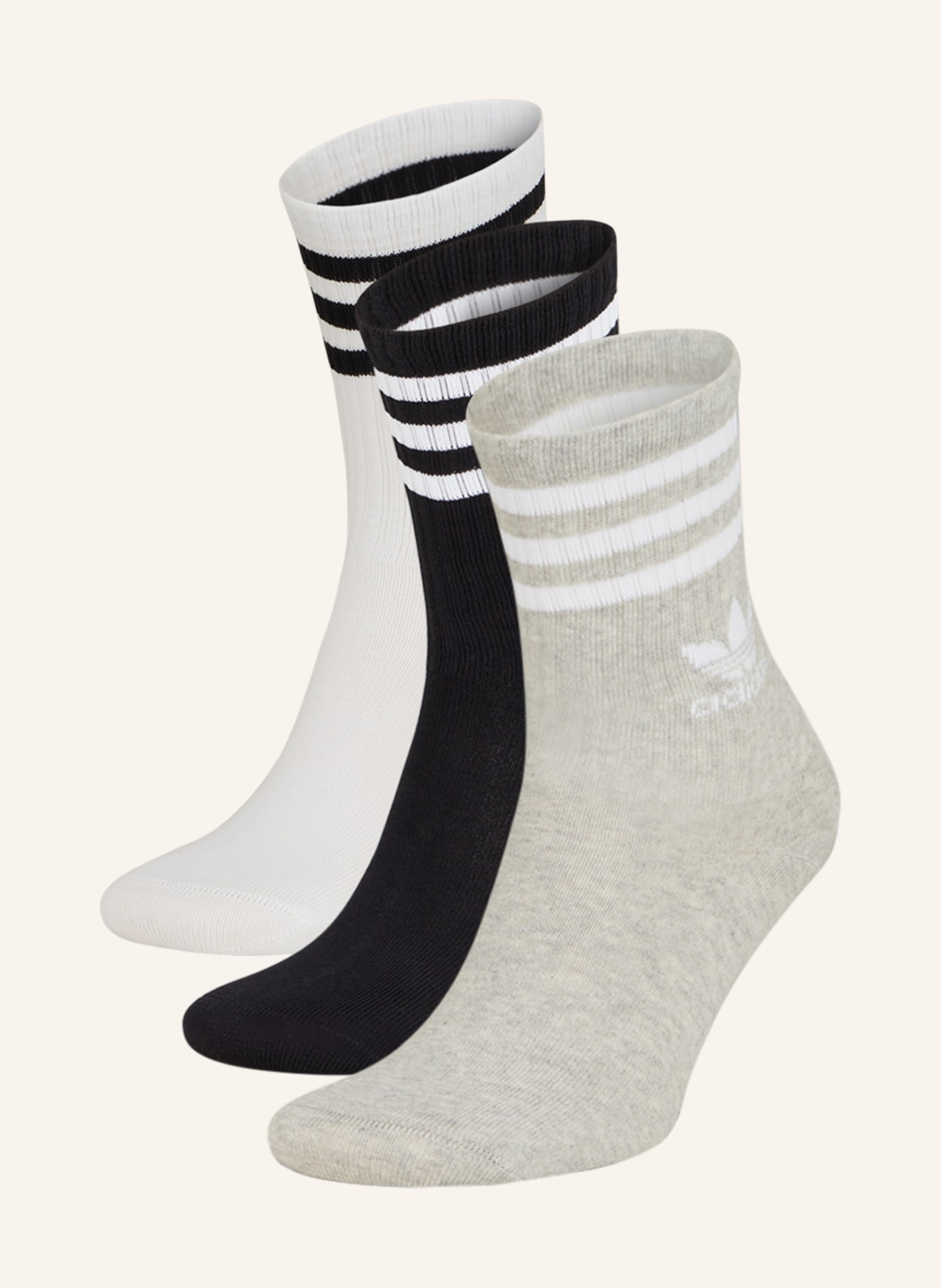 adidas Originals 3-pack socks MID CUT CREW, Color: WHITE/MGREYH/BLACK (Image 1)