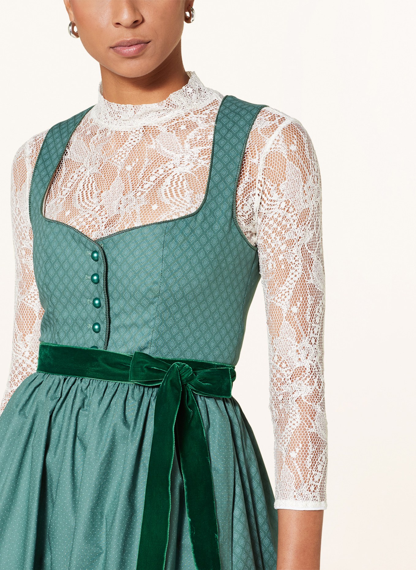 KINGA MATHE Dirndl blouse LINA with 3/4 sleeves and lace, Color: ECRU (Image 3)