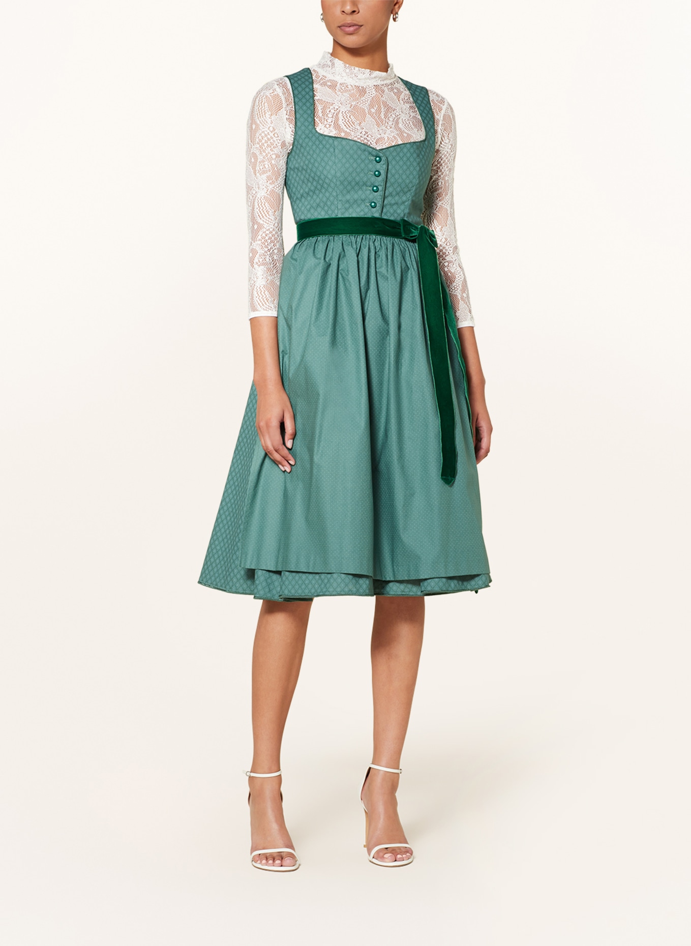 KINGA MATHE Dirndl blouse LINA with 3/4 sleeves and lace, Color: ECRU (Image 4)