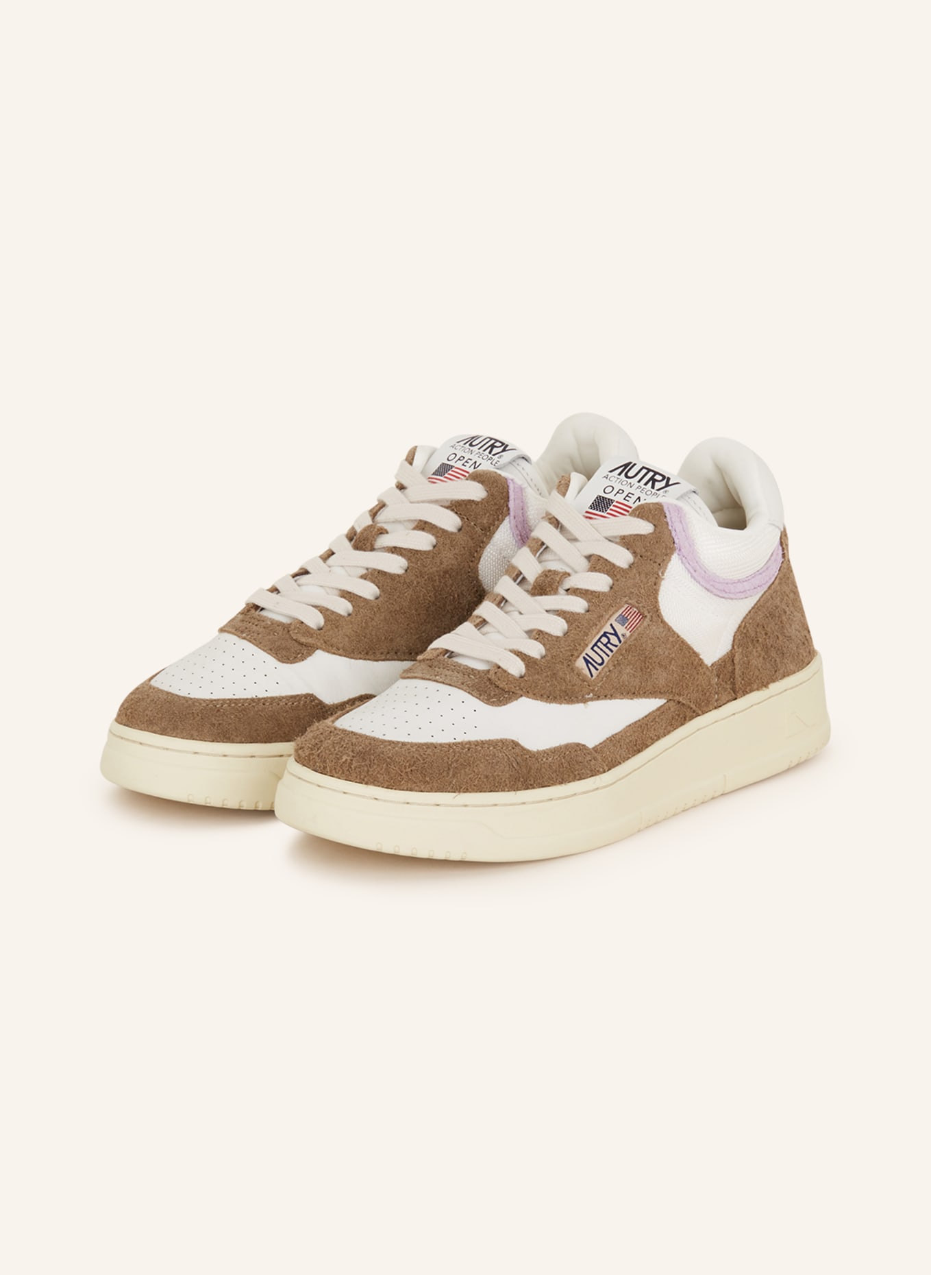 AUTRY Sneakers OPEN, Color: WHITE/ LIGHT PURPLE/ BROWN (Image 1)