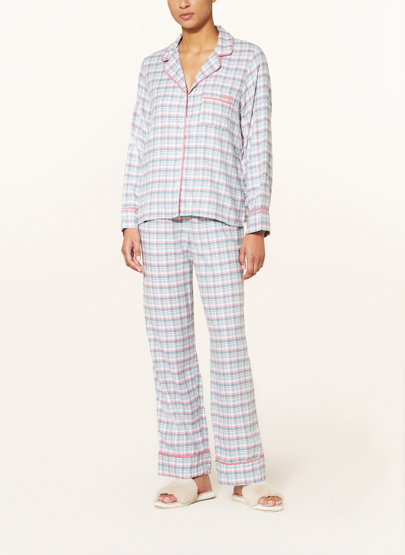 DKNY Schlafanzug aus Flanell, Farbe: BLAU/ ROSA/ WEISS (Bild 2)