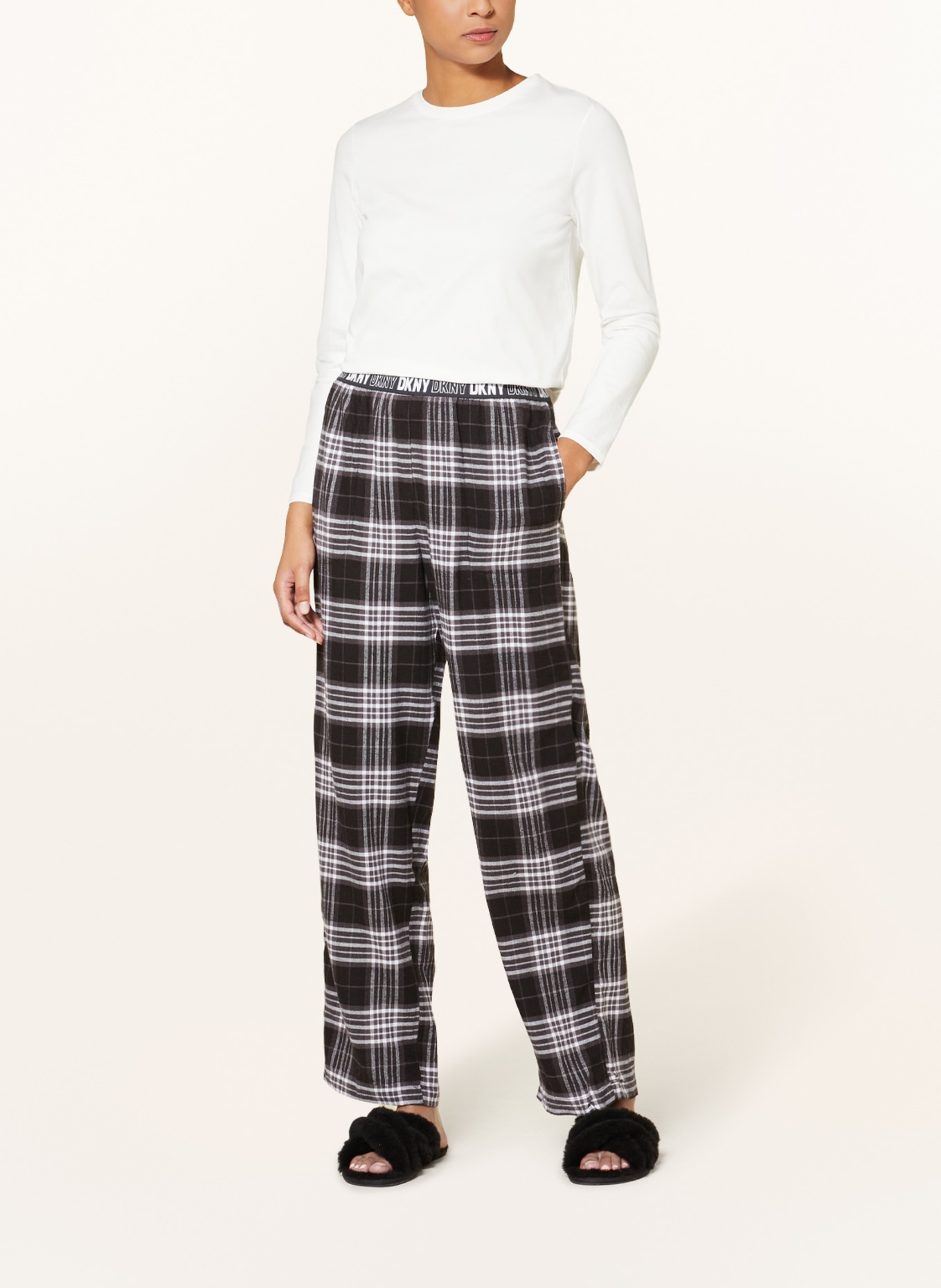 DKNY Pajama pants in flannel, Color: BLACK/ DARK GRAY/ WHITE (Image 2)