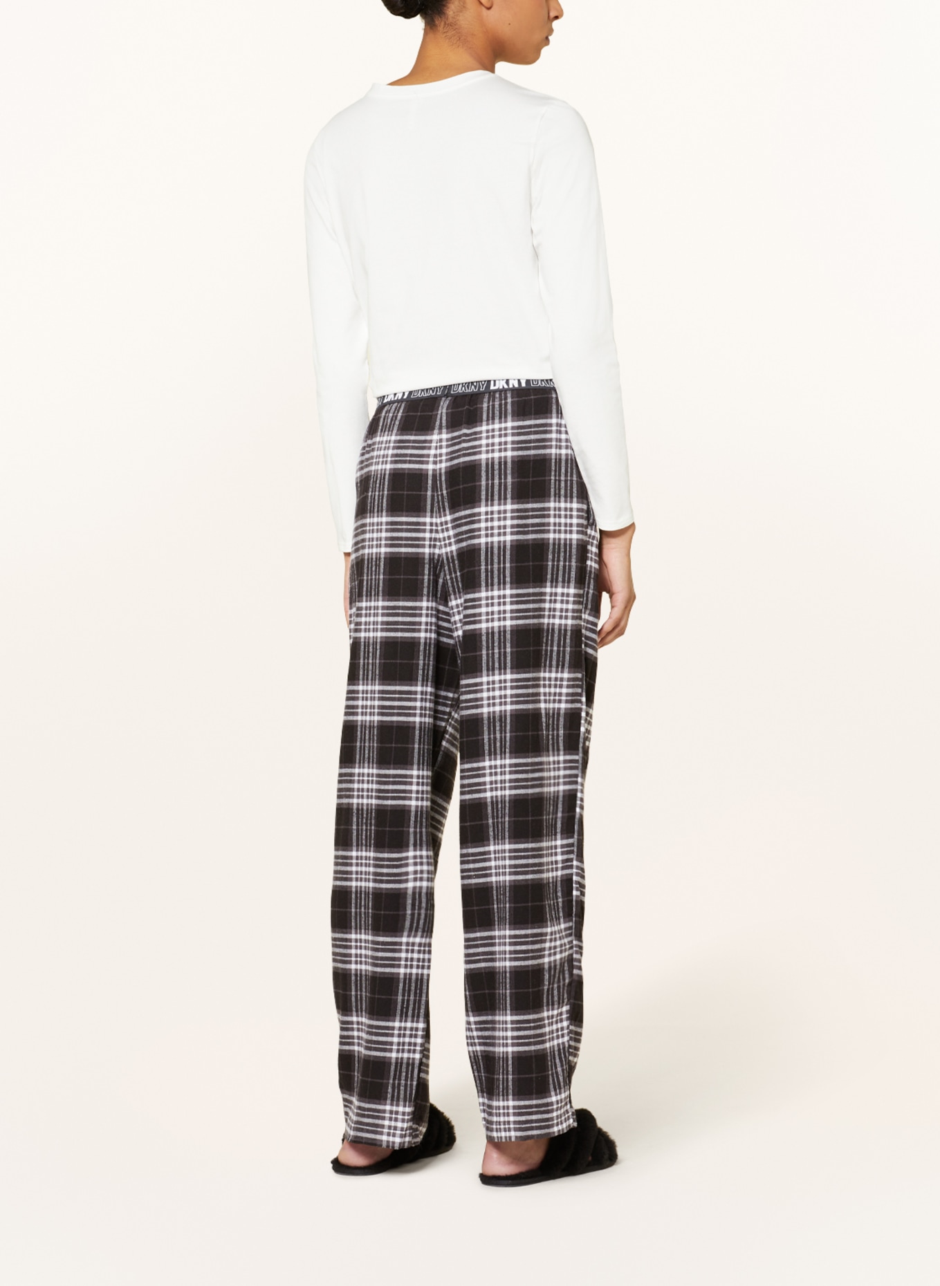 DKNY Pajama pants in flannel, Color: BLACK/ DARK GRAY/ WHITE (Image 3)
