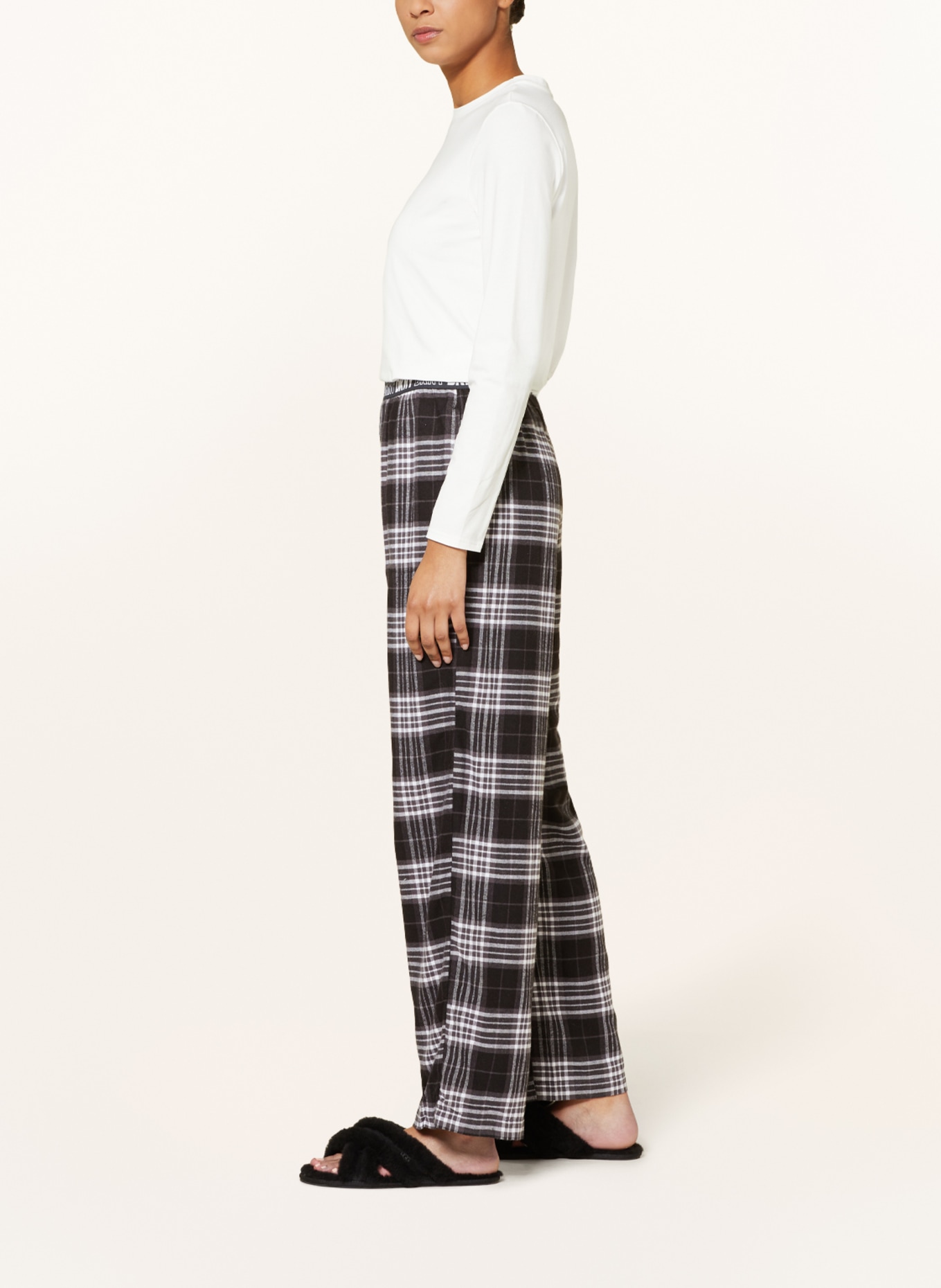 DKNY Pajama pants in flannel, Color: BLACK/ DARK GRAY/ WHITE (Image 4)