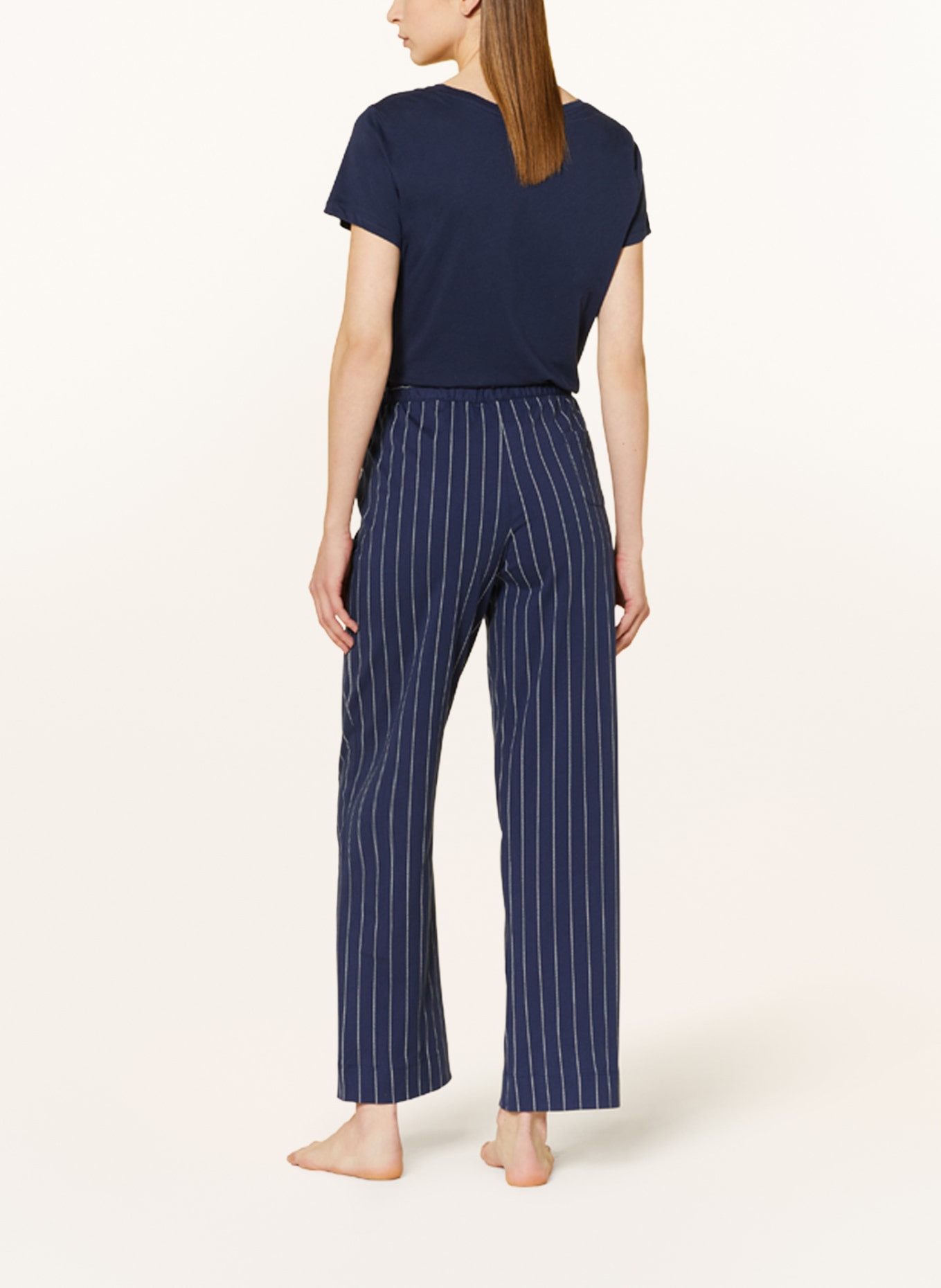 LAUREN RALPH LAUREN Schlafhose: DUNKELBLAU/ WEISS