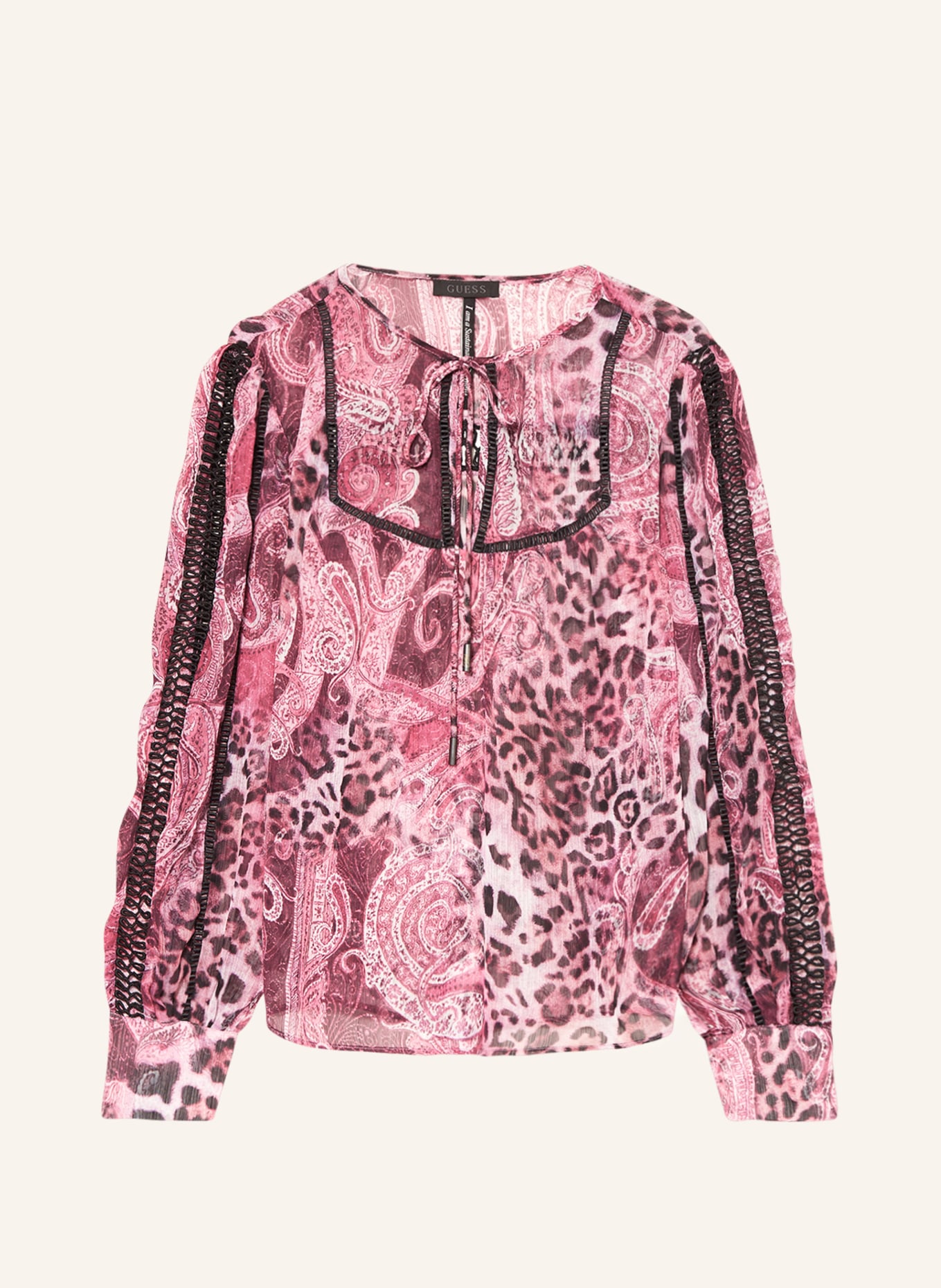 GUESS Shirt blouse BRIGIDA with broderie anglaise, Color: FUCHSIA/ BLACK/ LIGHT PINK (Image 1)