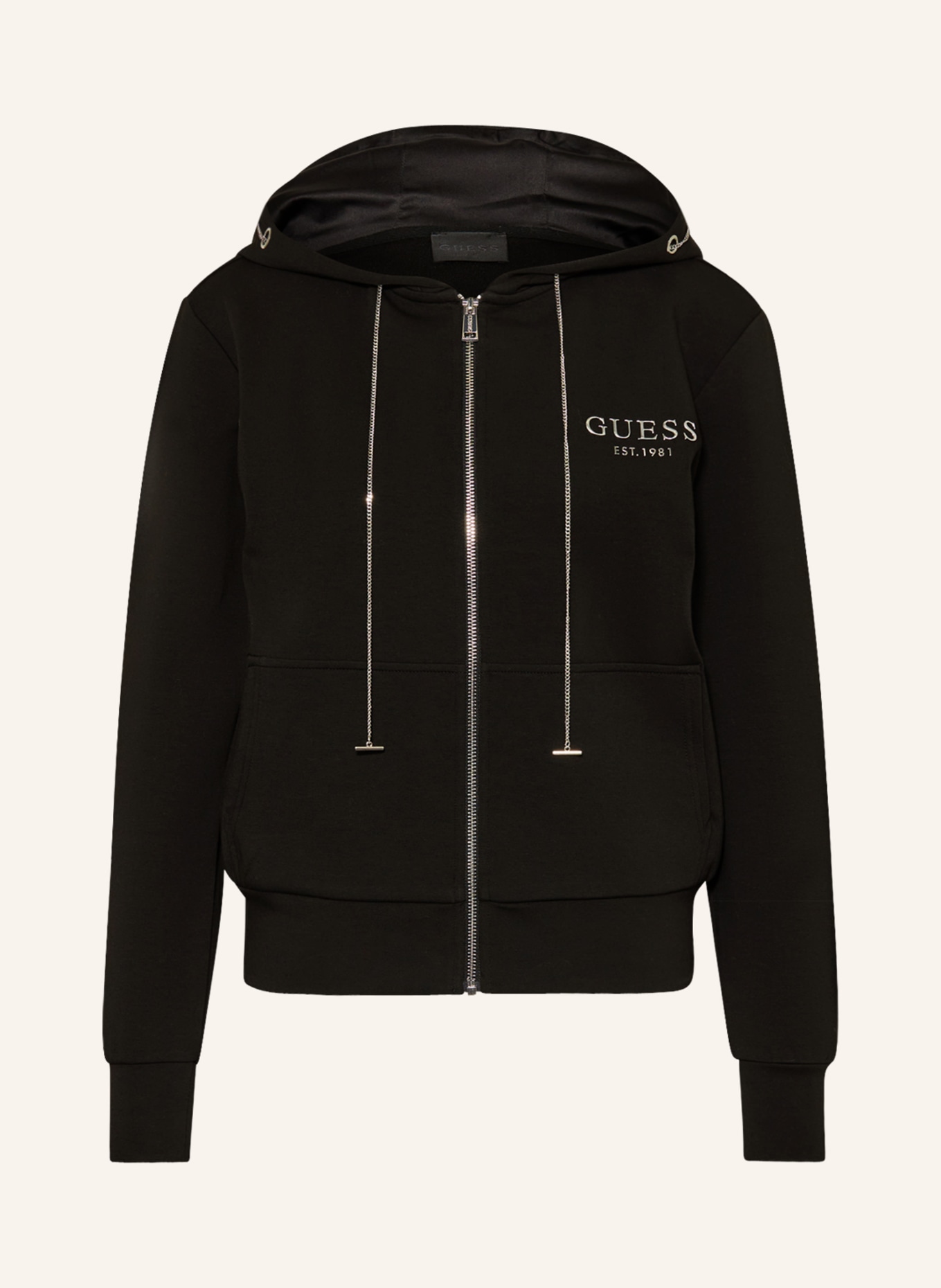 GUESS Sweat jacket, Color: BLACK (Image 1)