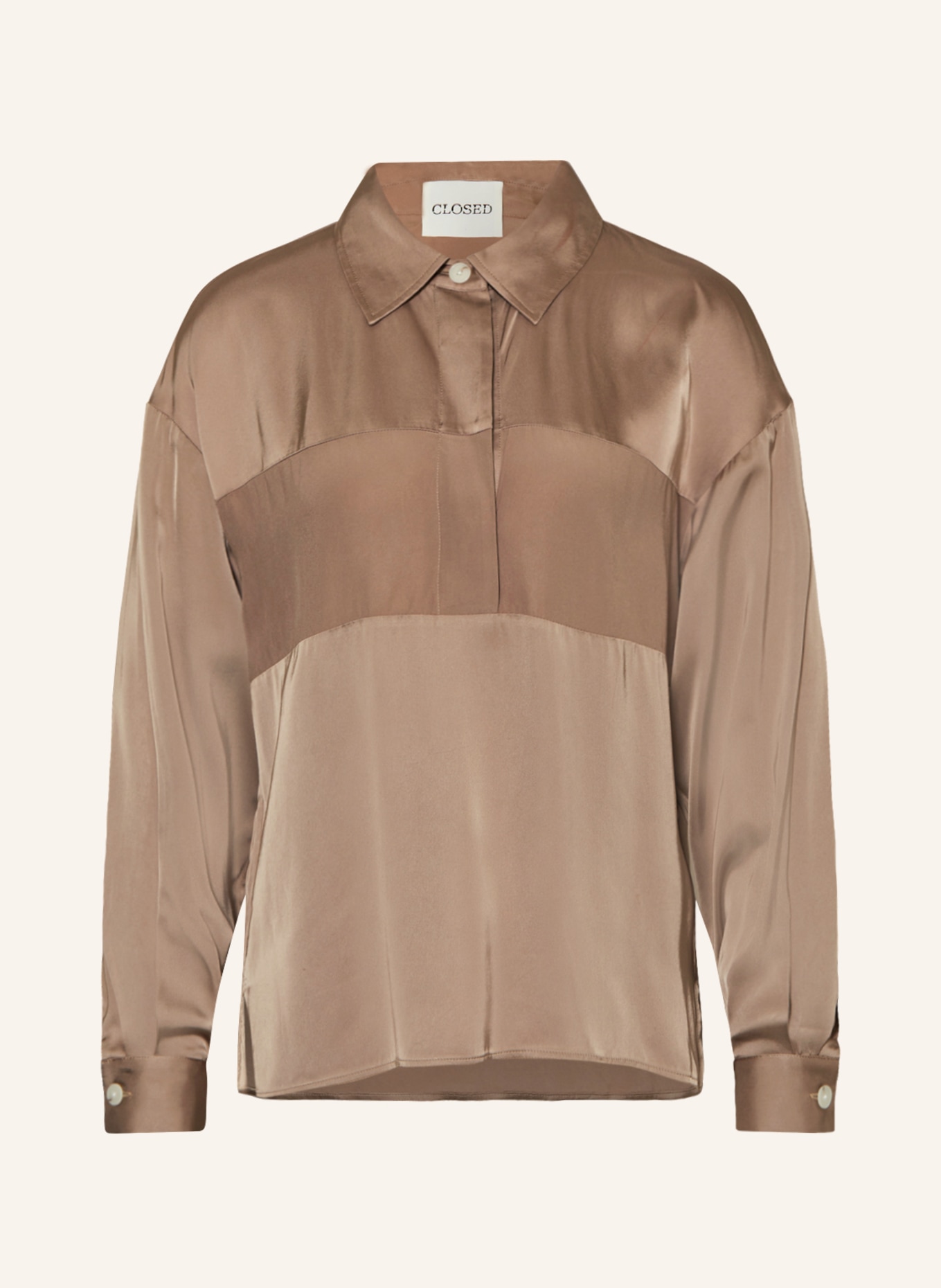 CLOSED Shirt blouse in satin, Color: LIGHT BROWN (Image 1)