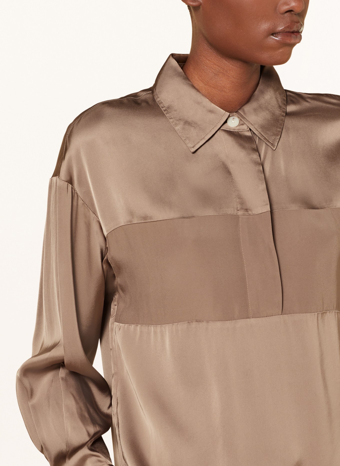 CLOSED Shirt blouse in satin, Color: LIGHT BROWN (Image 4)