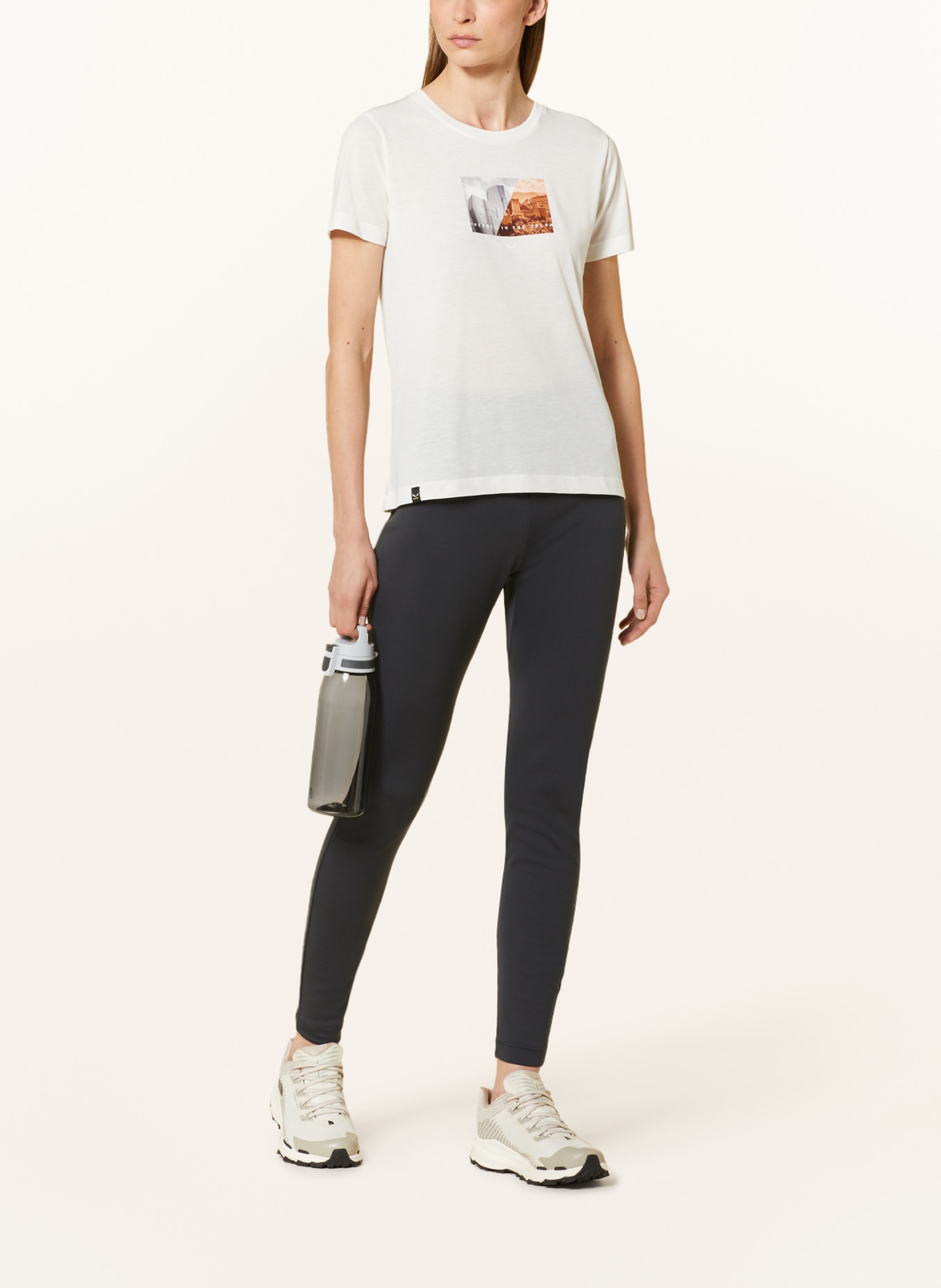 SALEWA T-shirt PURE DESIGN DRY, Color: WHITE/ GRAY/ BROWN (Image 2)