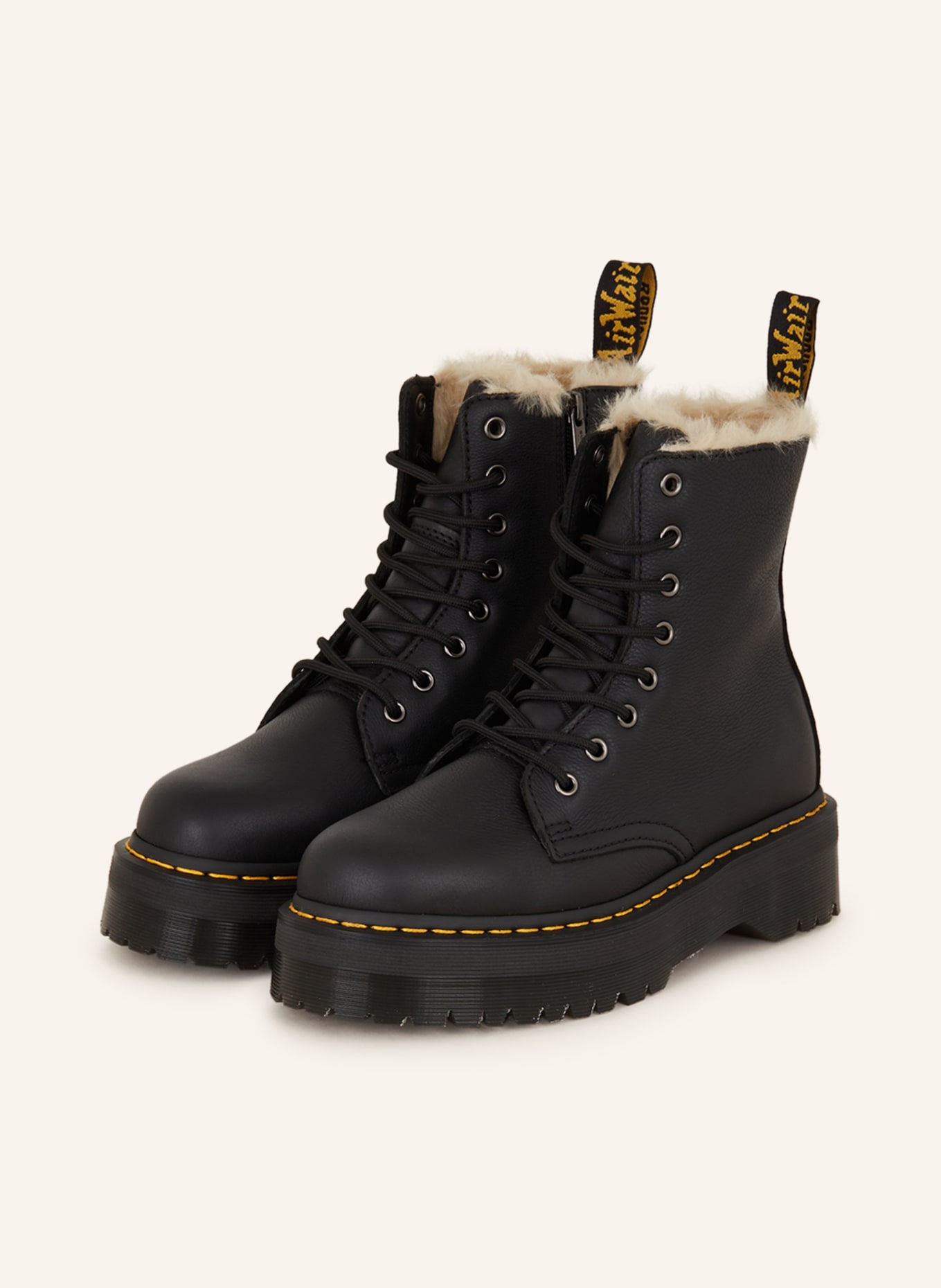 Dr. Martens Lace-up boots JADON with faux fur, Color: BLACK (Image 1)