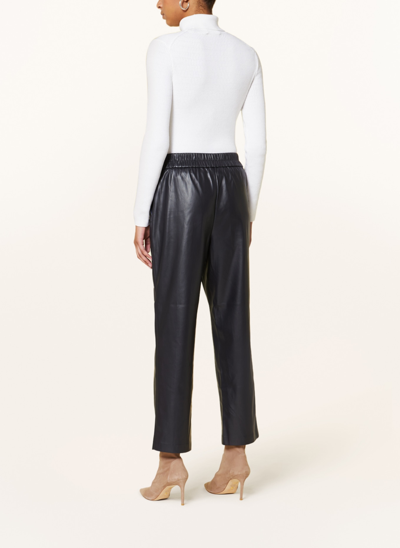 SCOTCH & SODA 7/8 trousers in leather look, Color: DARK BLUE (Image 3)