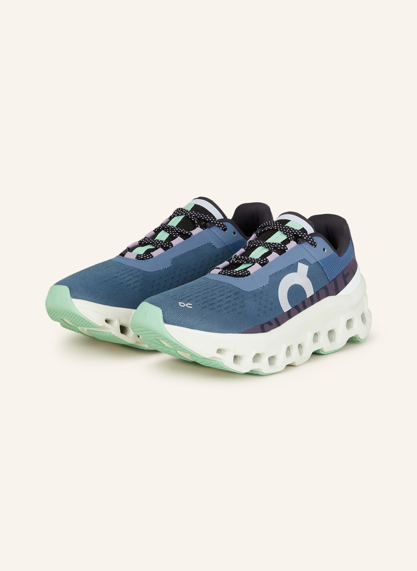 On Running shoes CLOUDMONSTER, Color: BLUE GRAY/ BLACK/ MINT (Image 1)