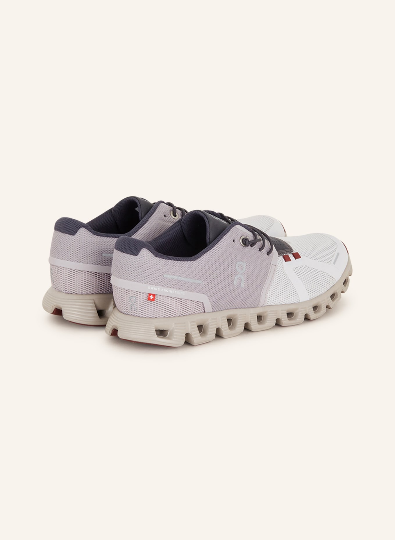 On Sneakers CLOUD 5, Color: WHITE/ LIGHT PURPLE (Image 2)
