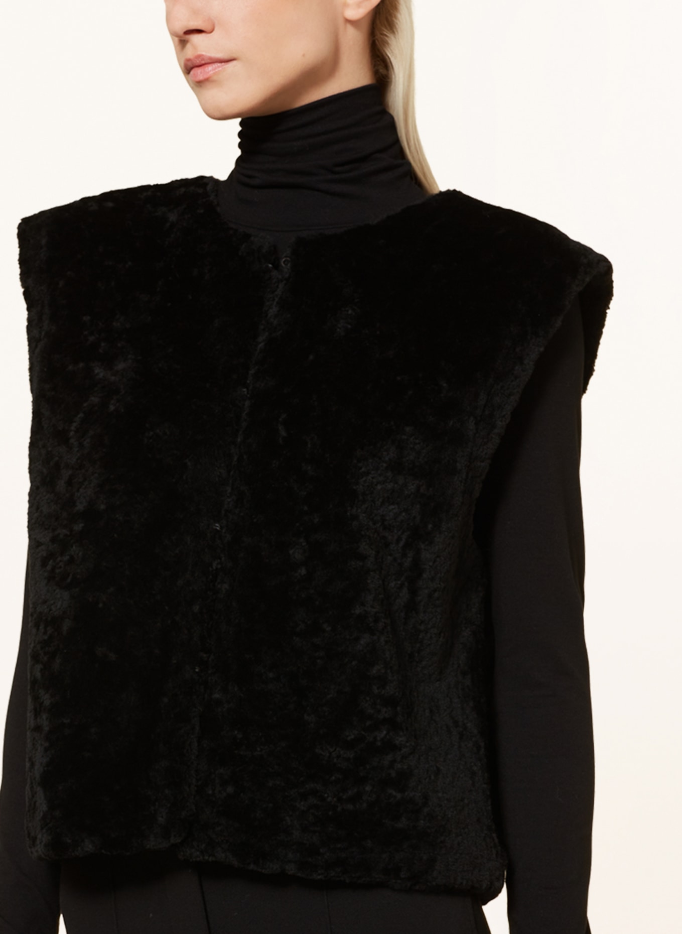 JET SET Lambskin vest SVENJA, Color: BLACK (Image 4)