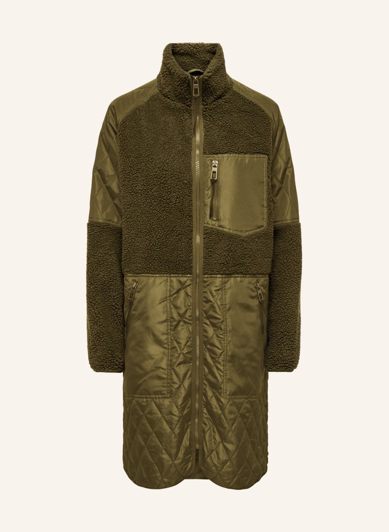 ONLY Coat in mixed materials, Color: OLIVE (Image 1)