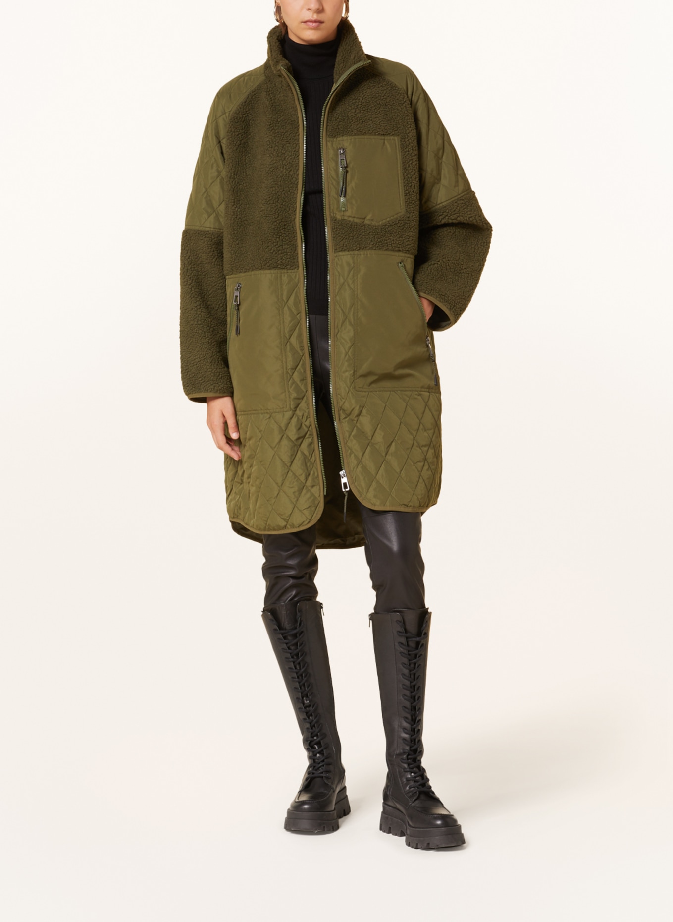 ONLY Coat in mixed materials, Color: OLIVE (Image 2)