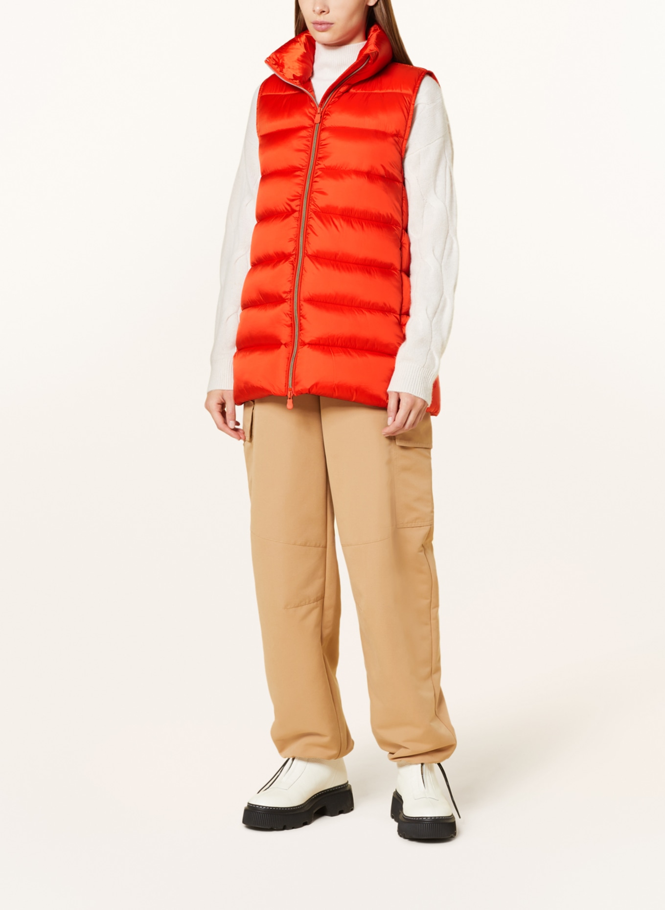SAVE THE DUCK Quilted vest IRIS CORAL, Color: DARK ORANGE (Image 2)