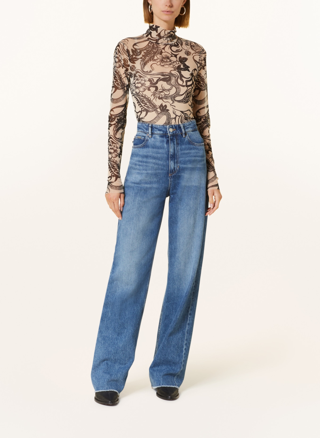 MARC CAIN Long sleeve shirt in mesh, Color: 155 almond blossom (Image 2)