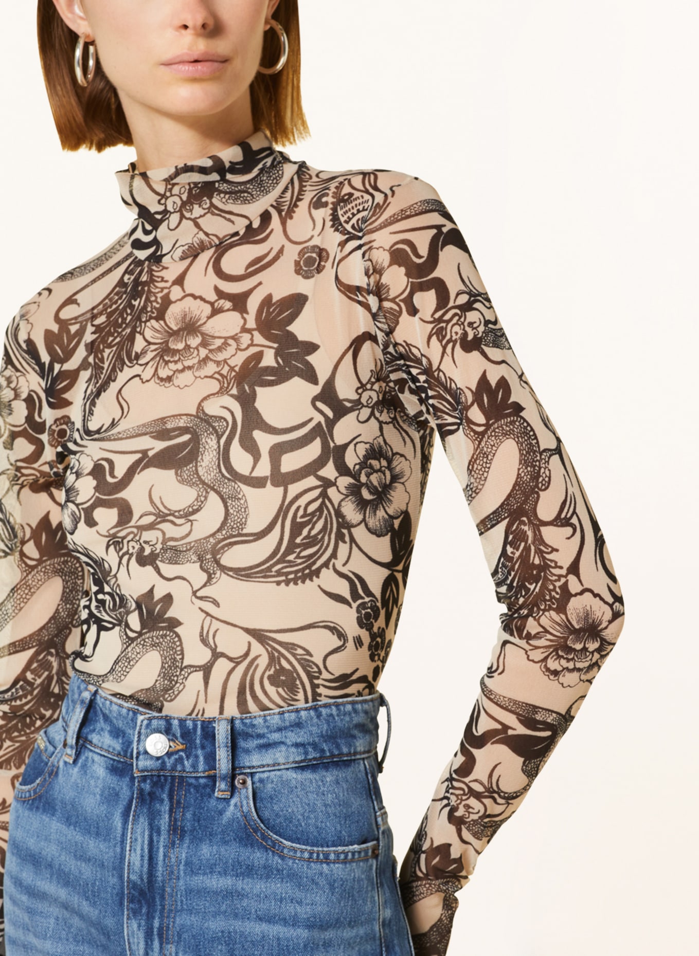 MARC CAIN Long sleeve shirt in mesh, Color: 155 almond blossom (Image 4)