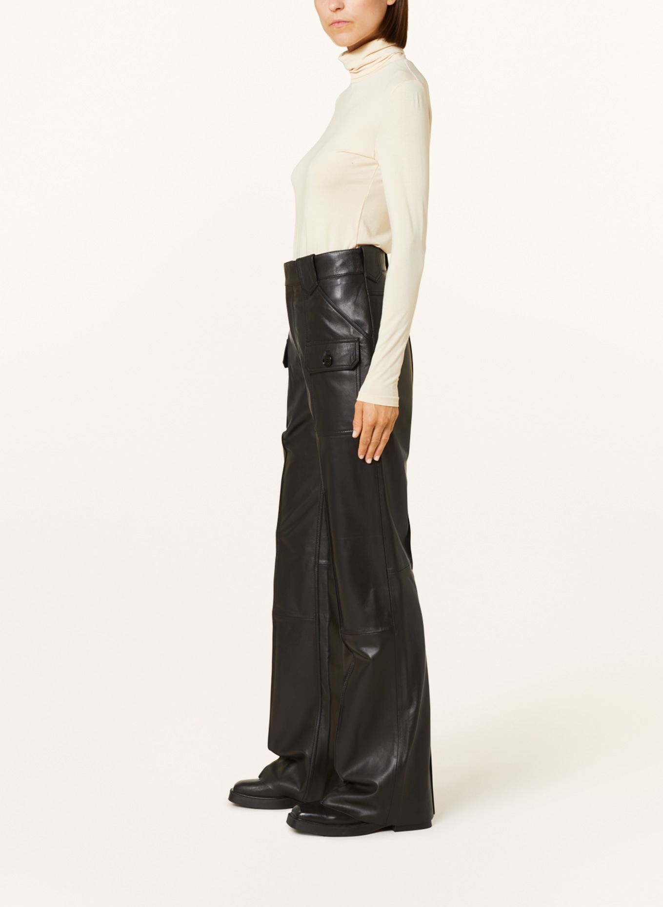 BELSTAFF Cargo pants HAZEL made of leather, Color: BLACK (Image 4)